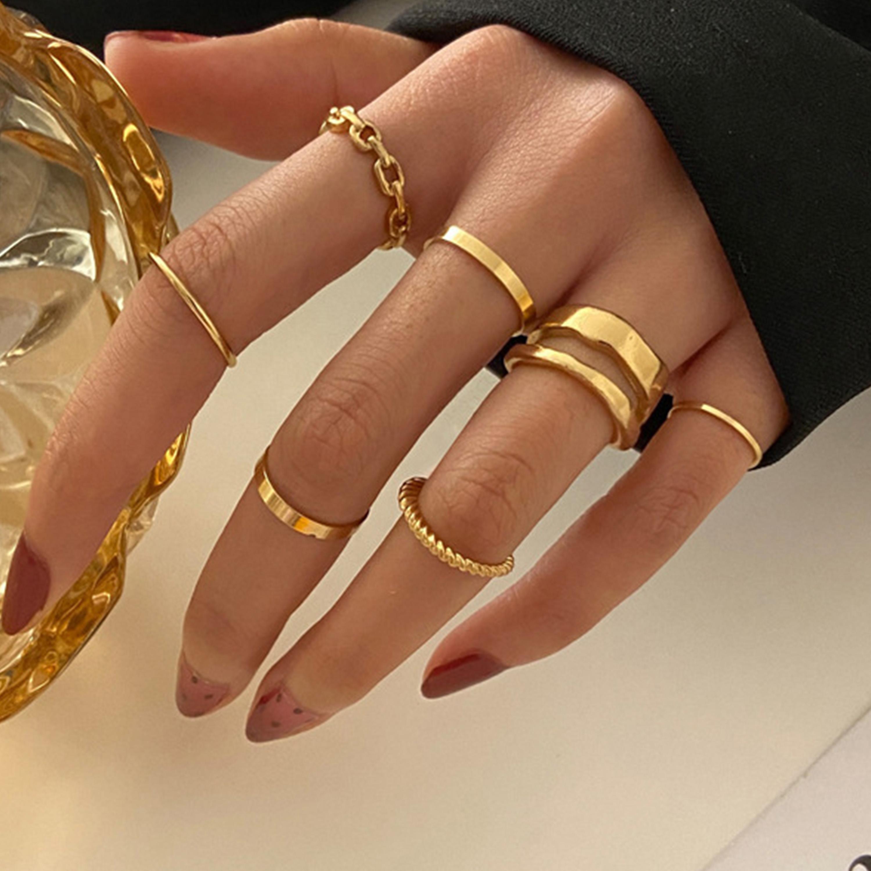 Styli Set of 7 - Stackable Plain Rings-women-watchesandjewellery-jewellery-rings-image-1