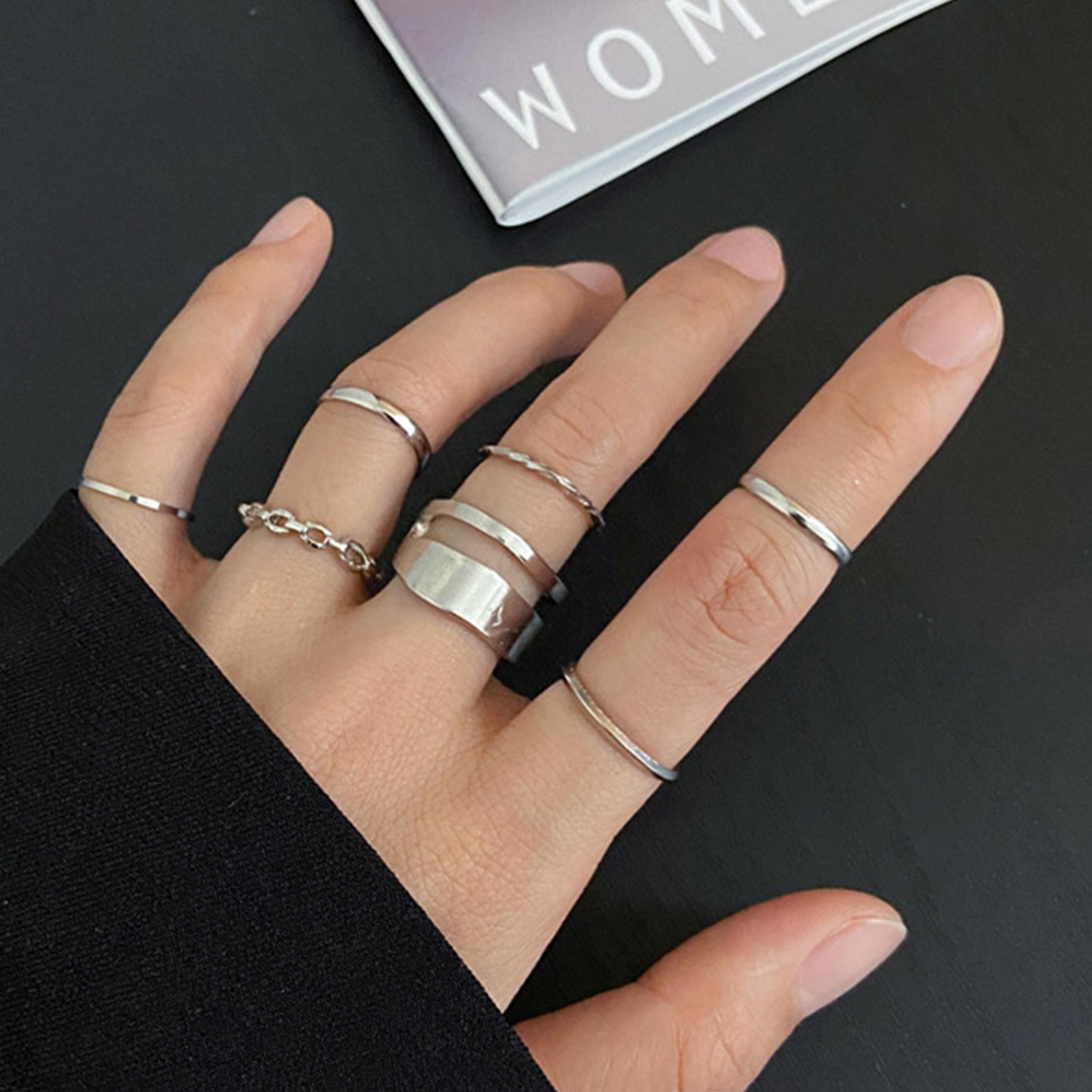 Styli Set of 7 - Stackable Plain Rings-women-watchesandjewellery-jewellery-rings-image-1