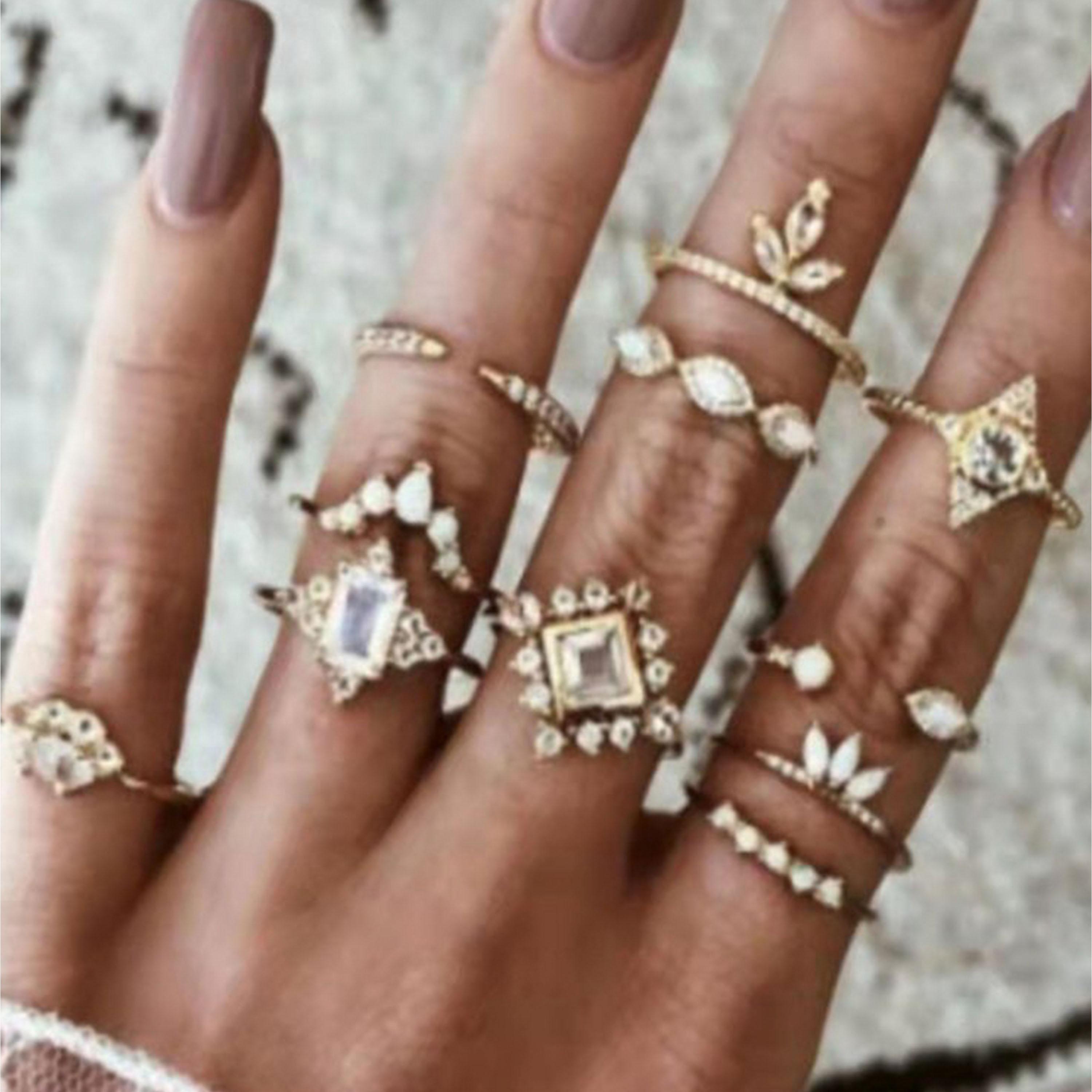 ستايلي - مجموعة من 11 قطعة - خواتم مزخرفة متنوعة-women-watchesandjewellery-jewellery-rings-image-2