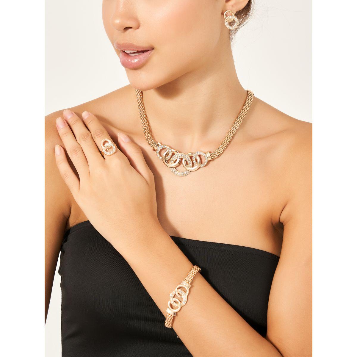مجموعة من 4 - عقد وخاتم مع اقراط اذن وسوار يد-women-watchesandjewellery-jewellery-jewellerysets-image-1