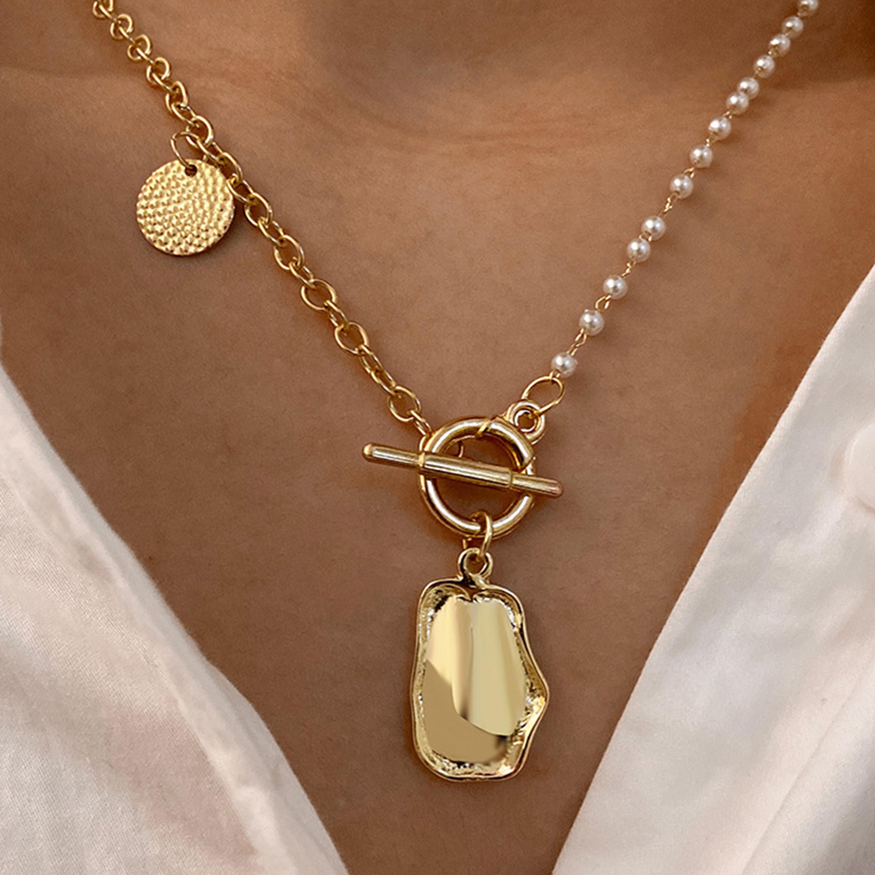 Styli One Side Pearl Embellished Necklace with Lobster Clasp Closure-women-watchesandjewellery-jewellery-necklacesandpendants-image-5