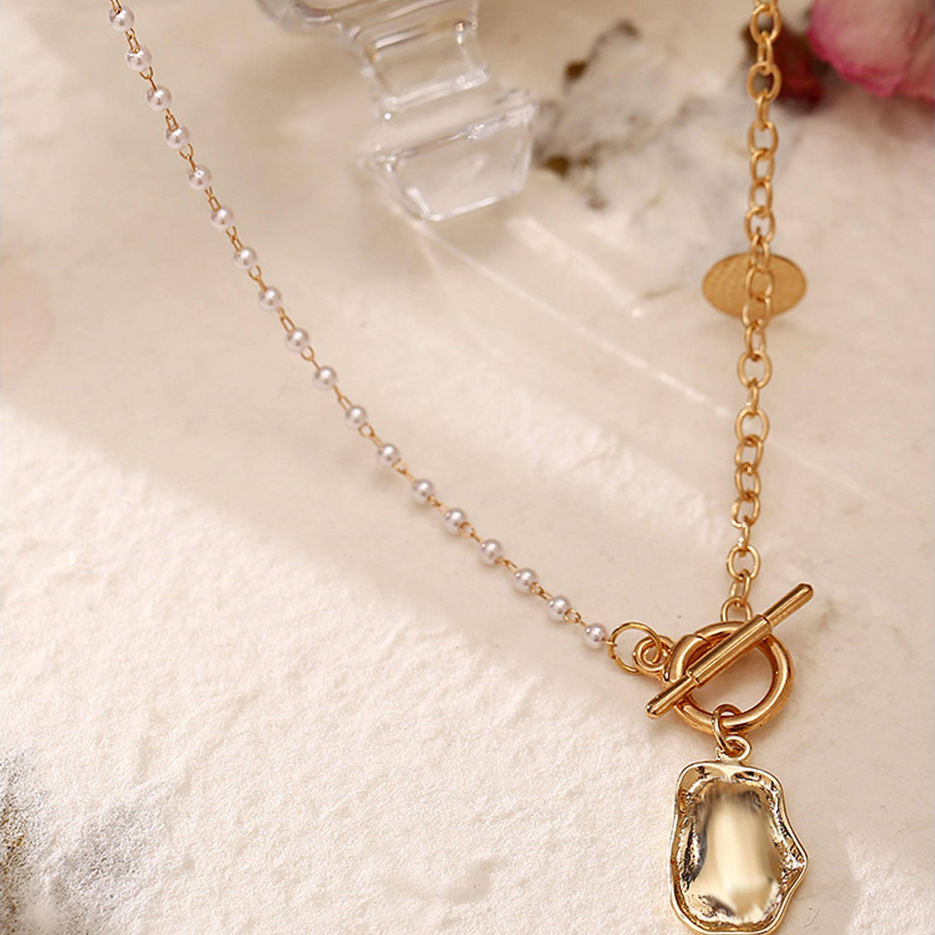 Styli One Side Pearl Embellished Necklace with Lobster Clasp Closure-women-watchesandjewellery-jewellery-necklacesandpendants-image-7