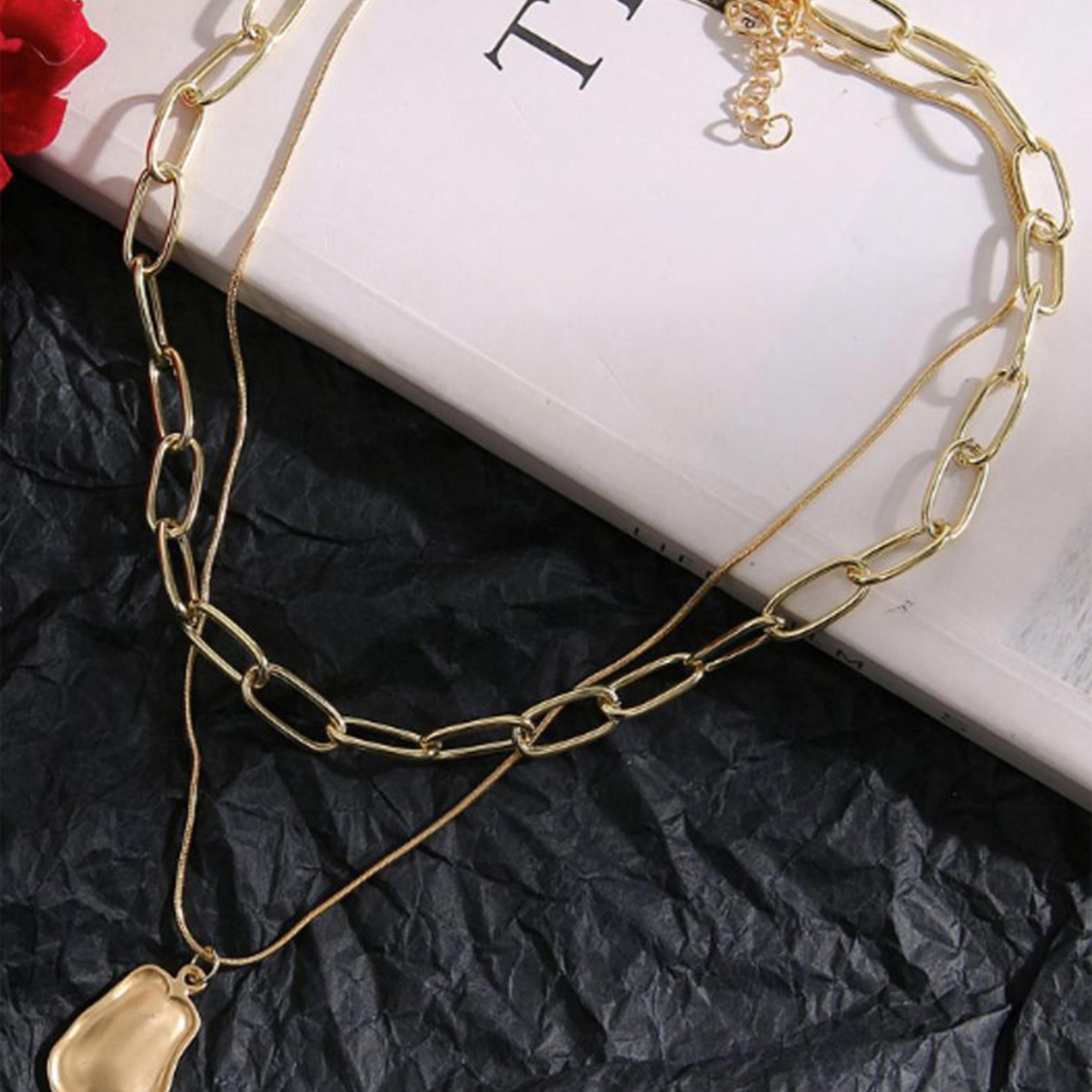 Styli Drop Layered Link Necklace-women-watchesandjewellery-jewellery-necklacesandpendants-image-1