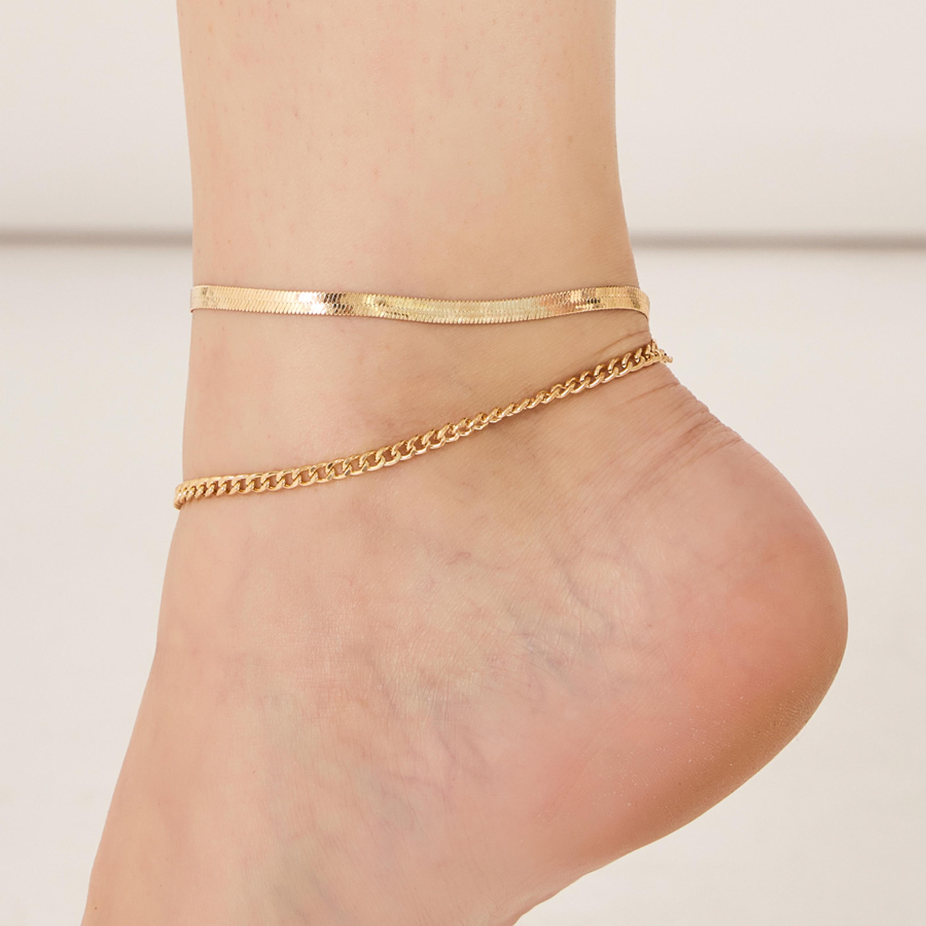 ستايلي - طقم من قطعتين - خلخال مسطح-women-watchesandjewellery-jewellery-anklets-image-1
