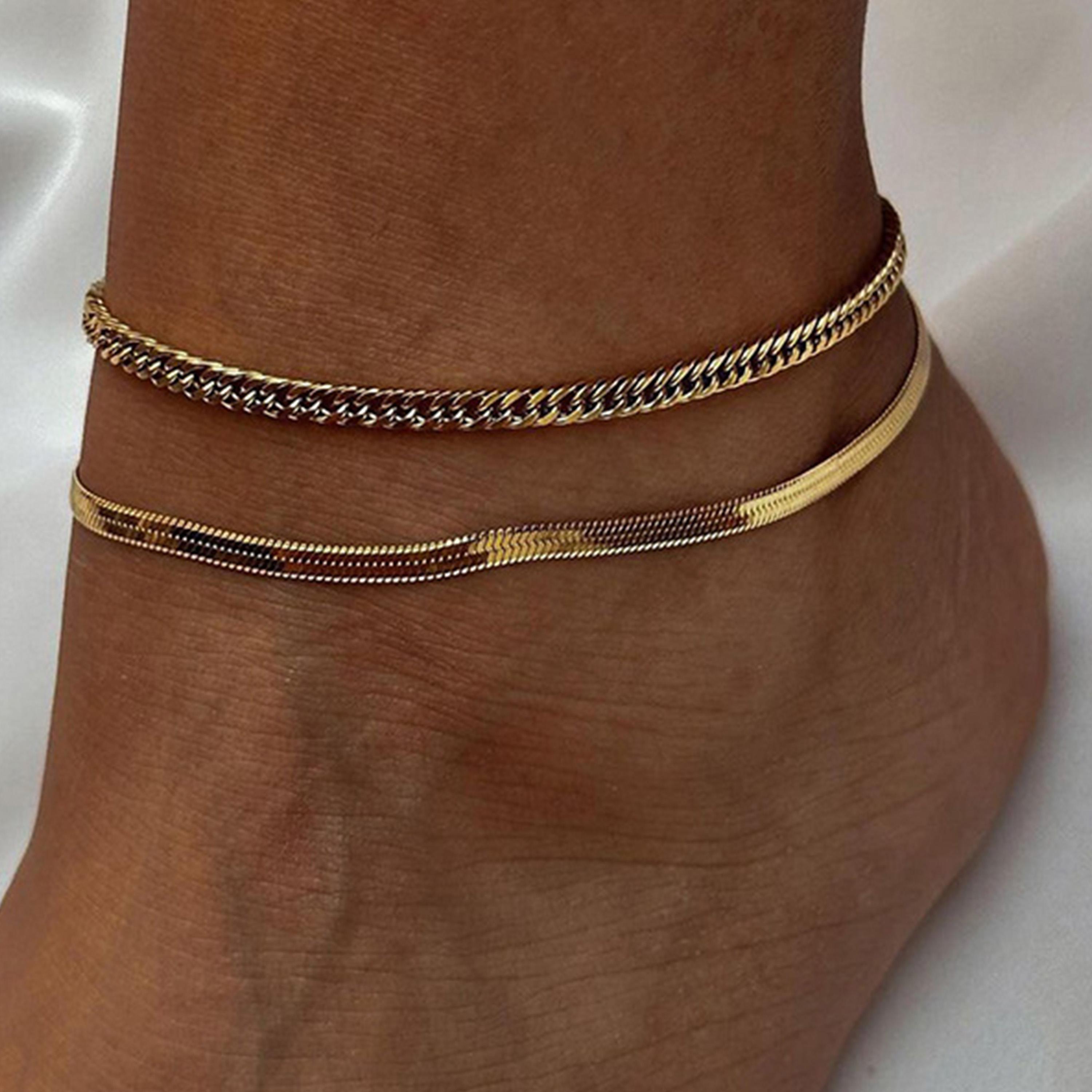 ستايلي - طقم من قطعتين - خلخال مسطح-women-watchesandjewellery-jewellery-anklets-image-5