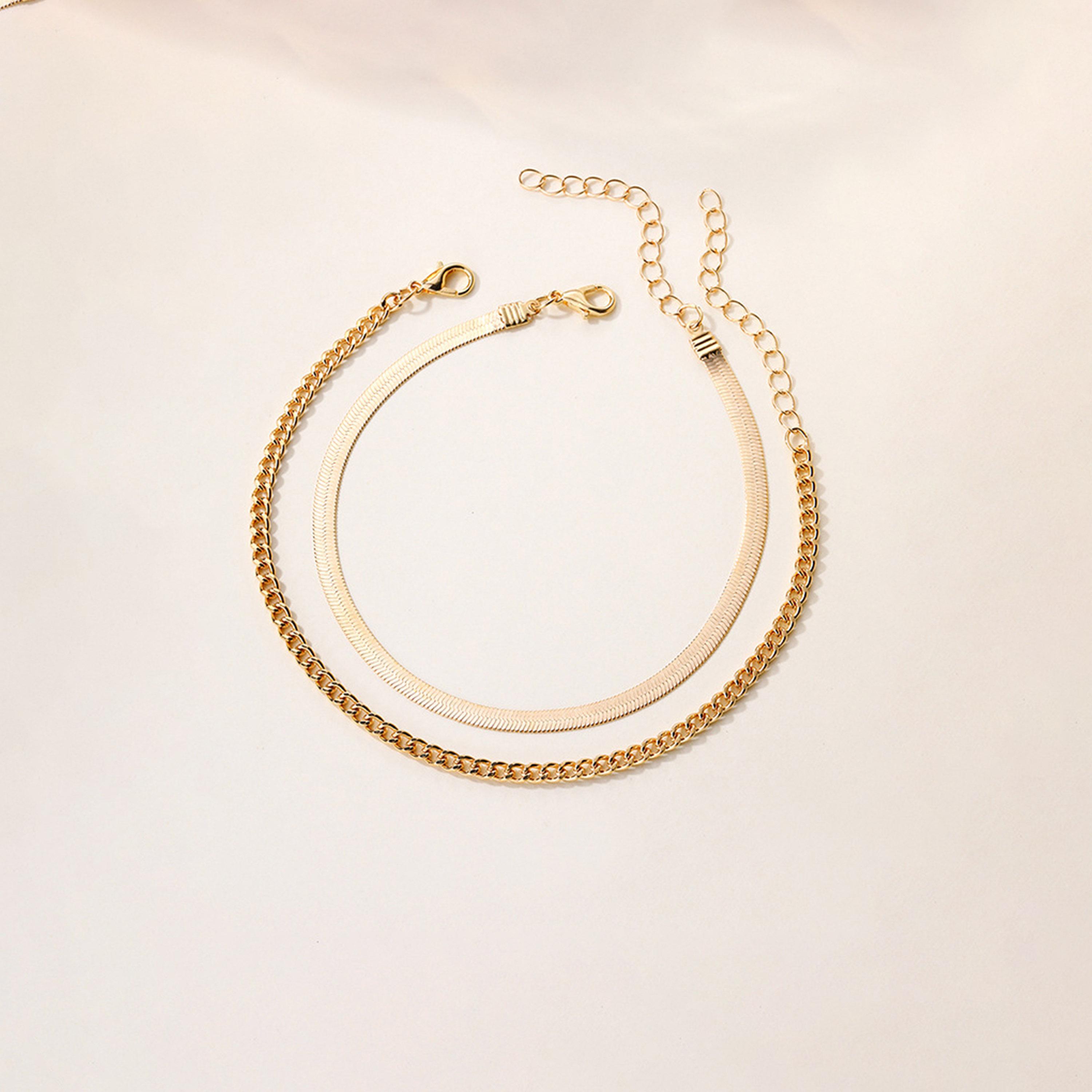 Styli Set of 2 - Flat Chain Anklet-women-watchesandjewellery-jewellery-anklets-image-6