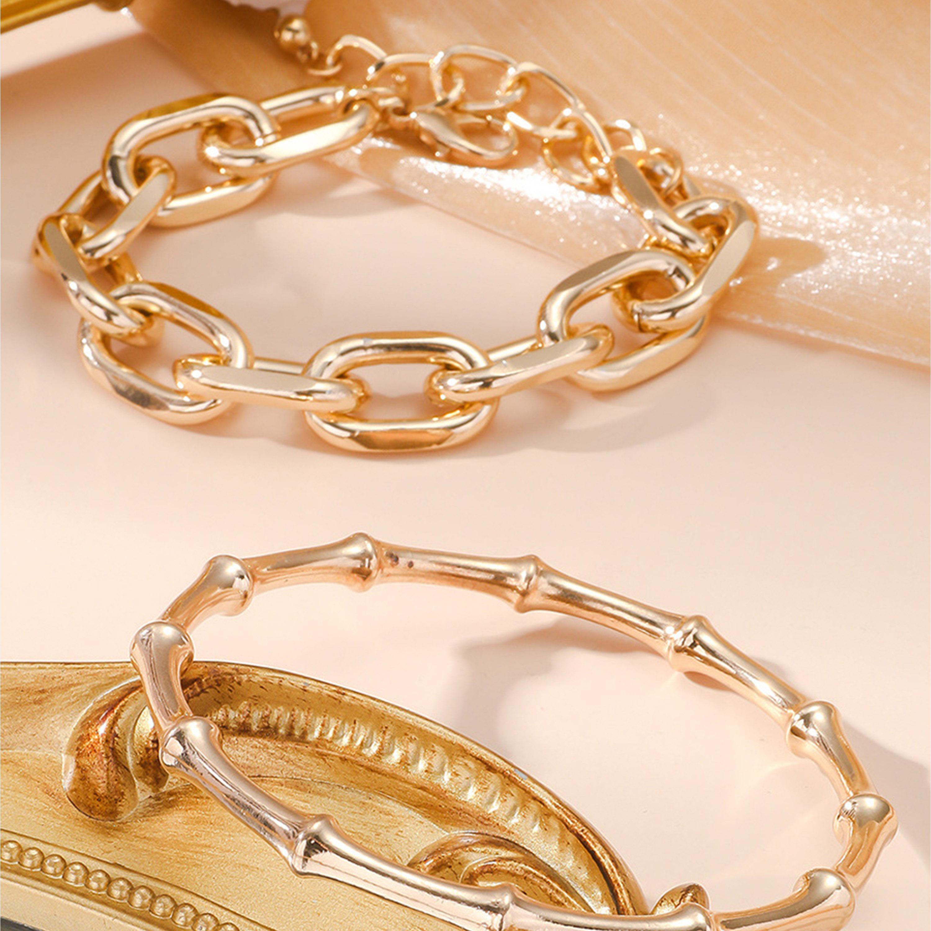 ستايلي - مجموعة من قطعتين - أساور سلسلة مترابطة متنوعة-women-watchesandjewellery-jewellery-banglesandbracelets-image-2