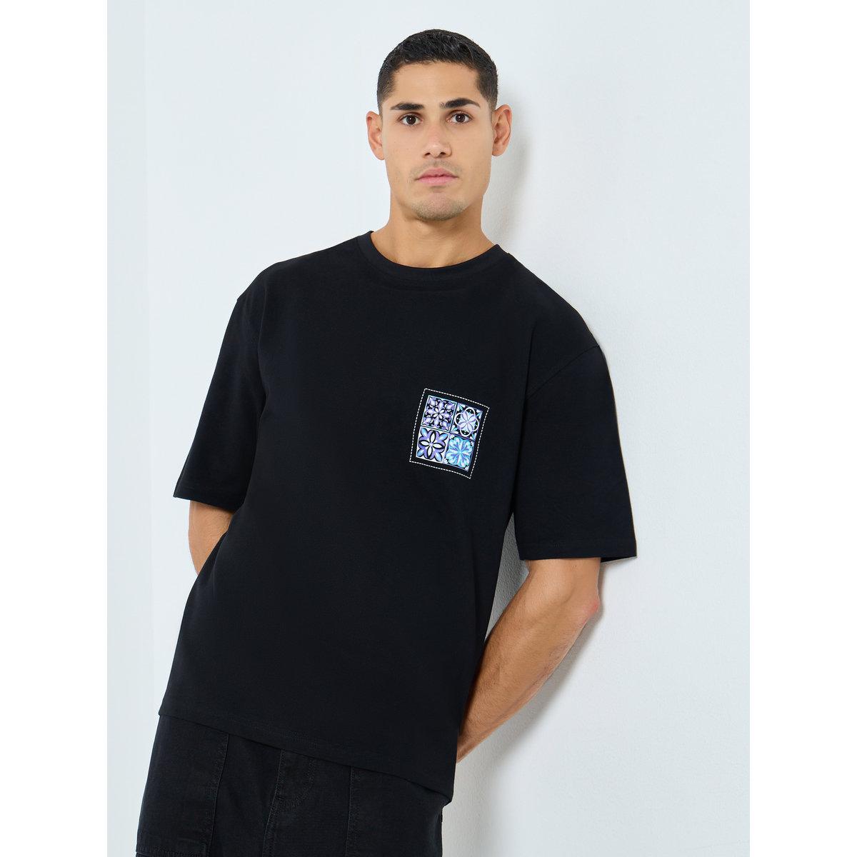 Styli Men Black Oversized Graphic Print T-Shirt-men-clothing-tshirtsandpolos-tshirts-image-3