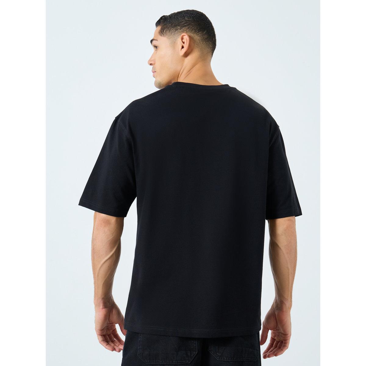 Styli Men Black Oversized Graphic Print T-Shirt-men-clothing-tshirtsandpolos-tshirts-image-4