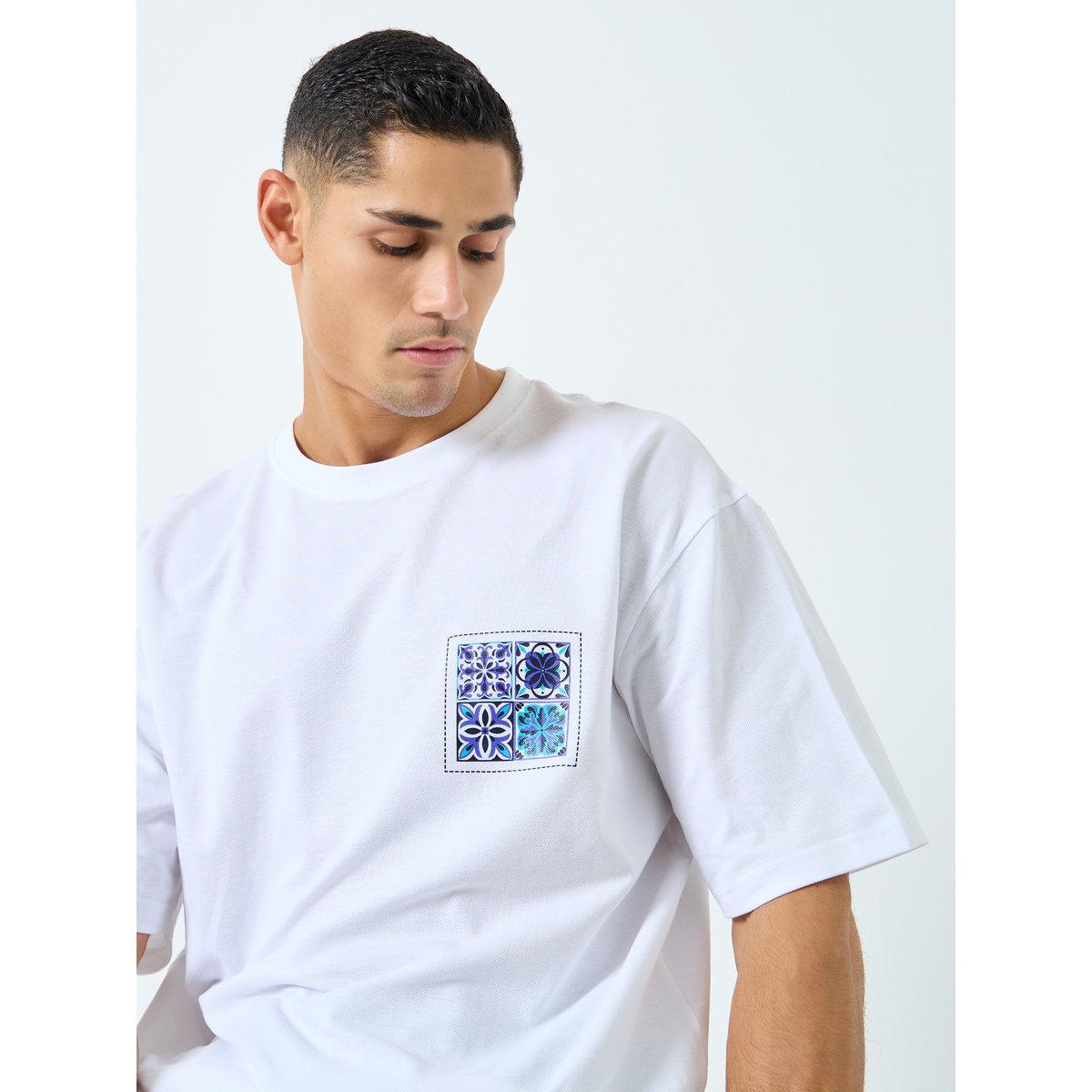 Styli Men White Oversized Graphic Print T-Shirt-men-clothing-tshirtsandpolos-tshirts-image-1
