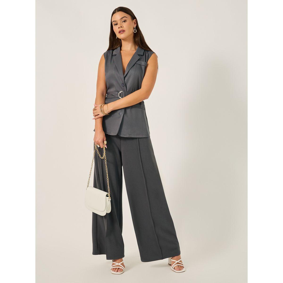 بنطال محزوز بأرجل واسعة وخصر متوسط-women-clothing-bottoms-trousers-image-1