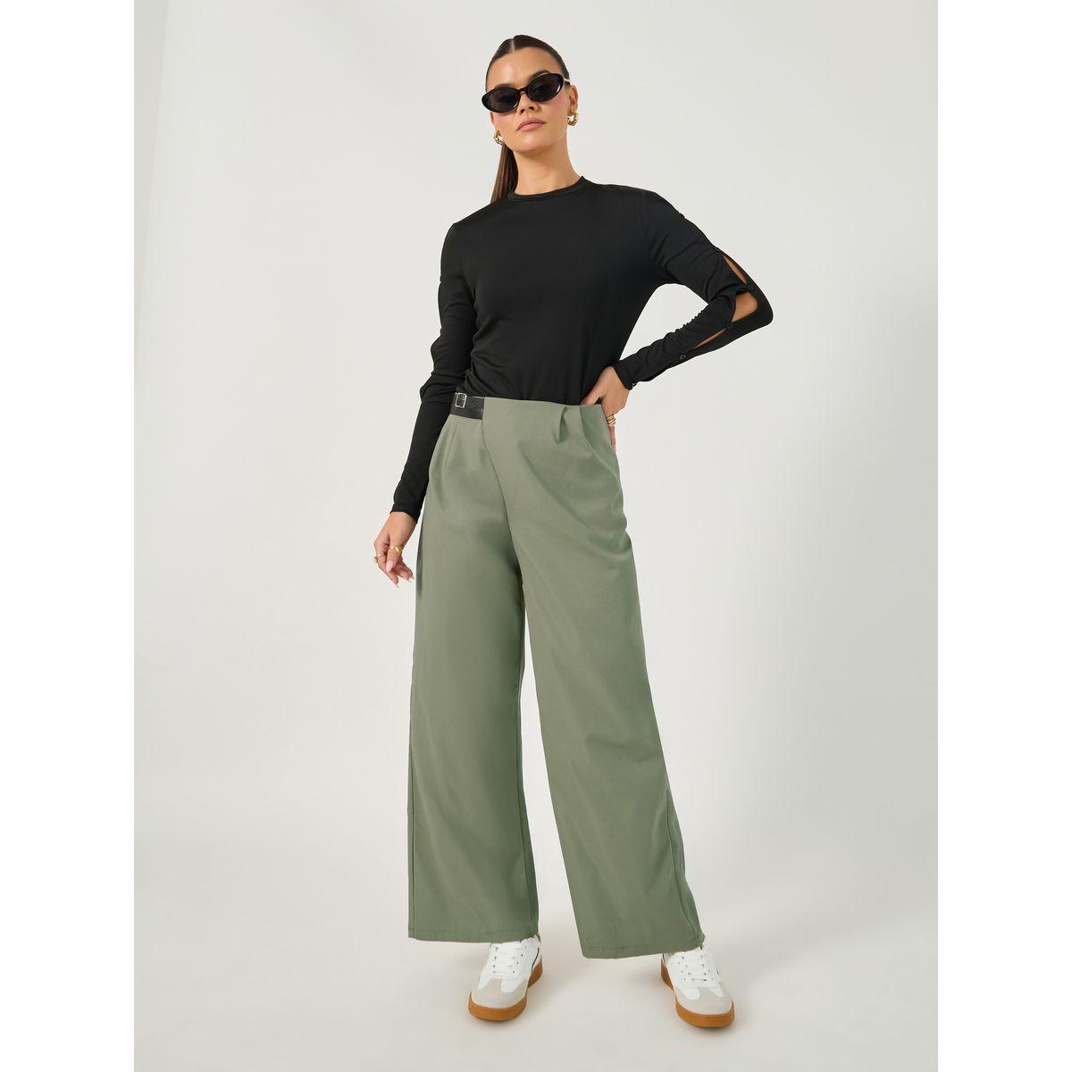 Styli Straight Fit Mid Rise Cross Panel Pants with Belt-women-clothing-bottoms-trousers-image-2