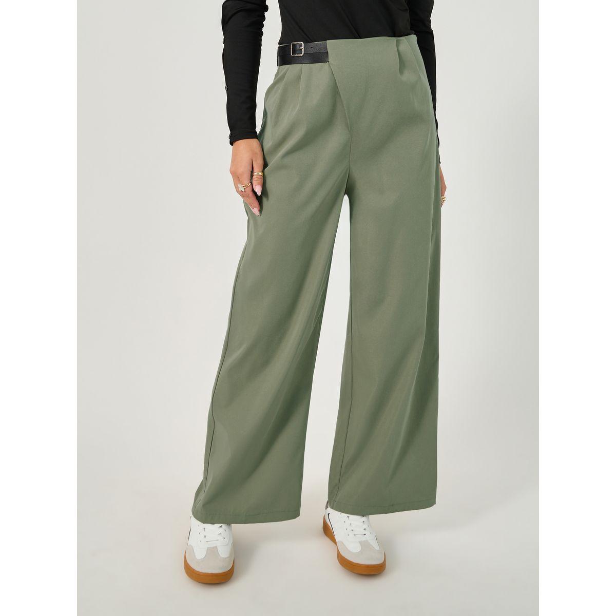 Styli Straight Fit Mid Rise Cross Panel Pants with Belt-women-clothing-bottoms-trousers-image-3
