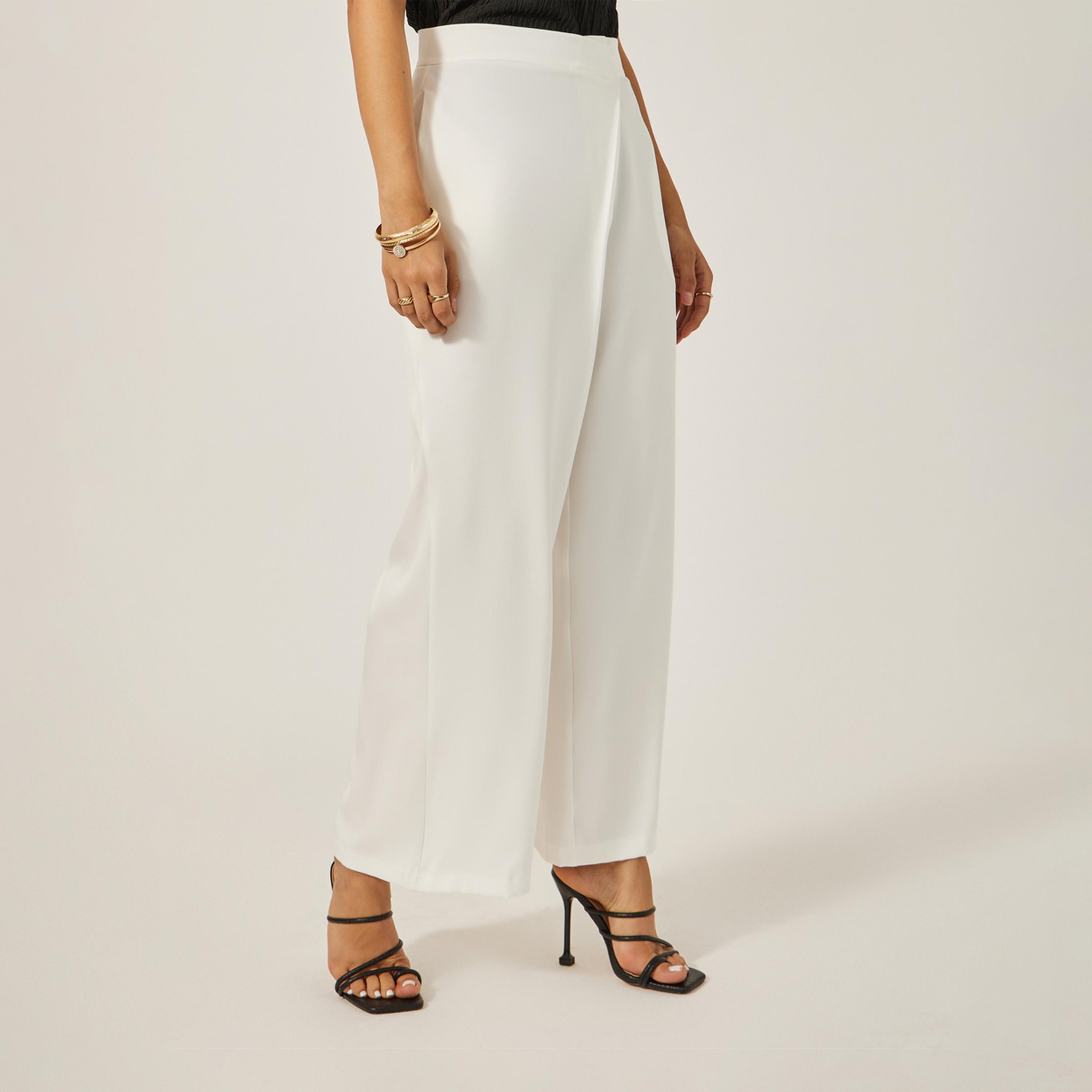 ستايلي - بنطال بقصة مستقيمة وخصر مرتفع متقاطع-women-clothing-bottoms-trousers-image-2