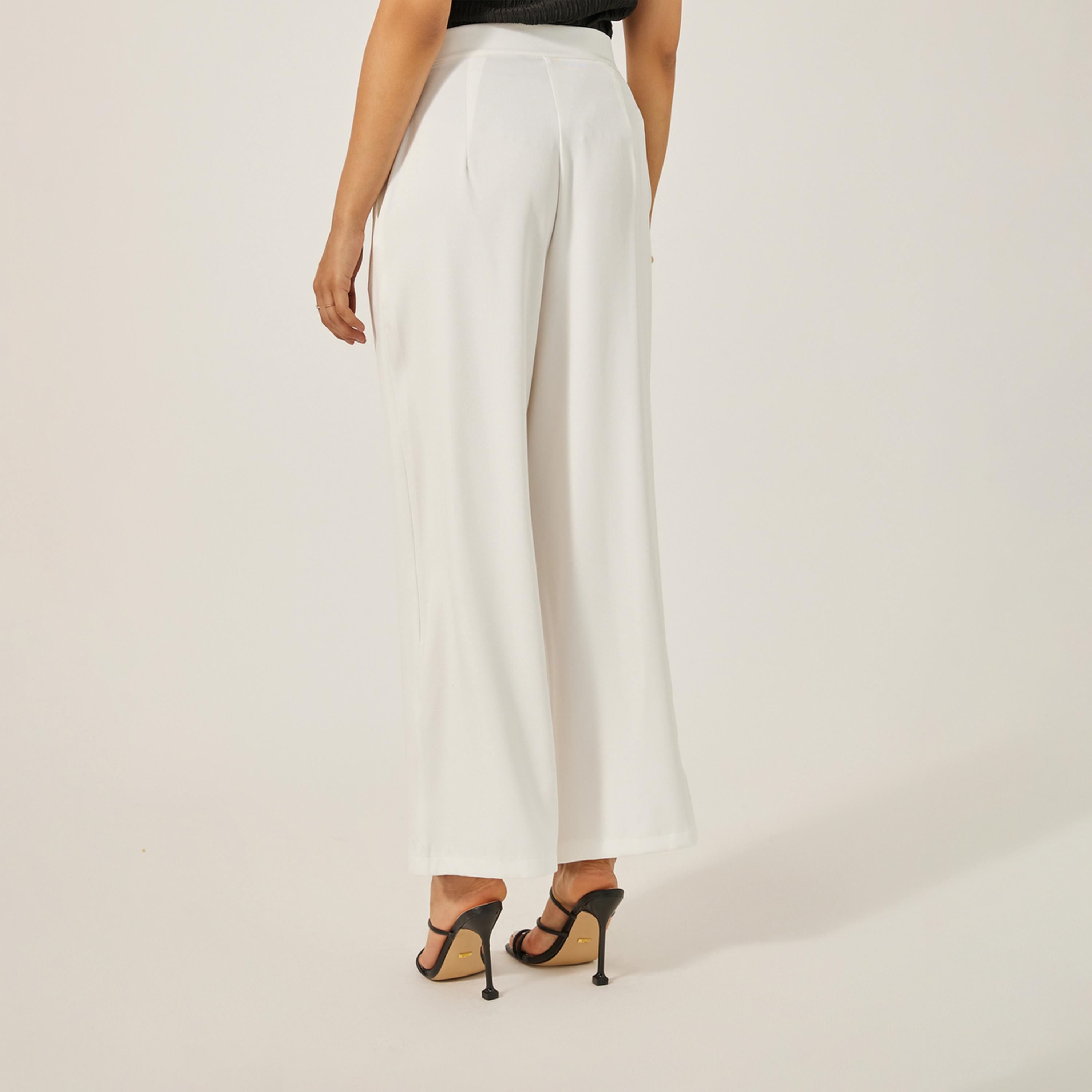 ستايلي - بنطال بقصة مستقيمة وخصر مرتفع متقاطع-women-clothing-bottoms-trousers-image-4