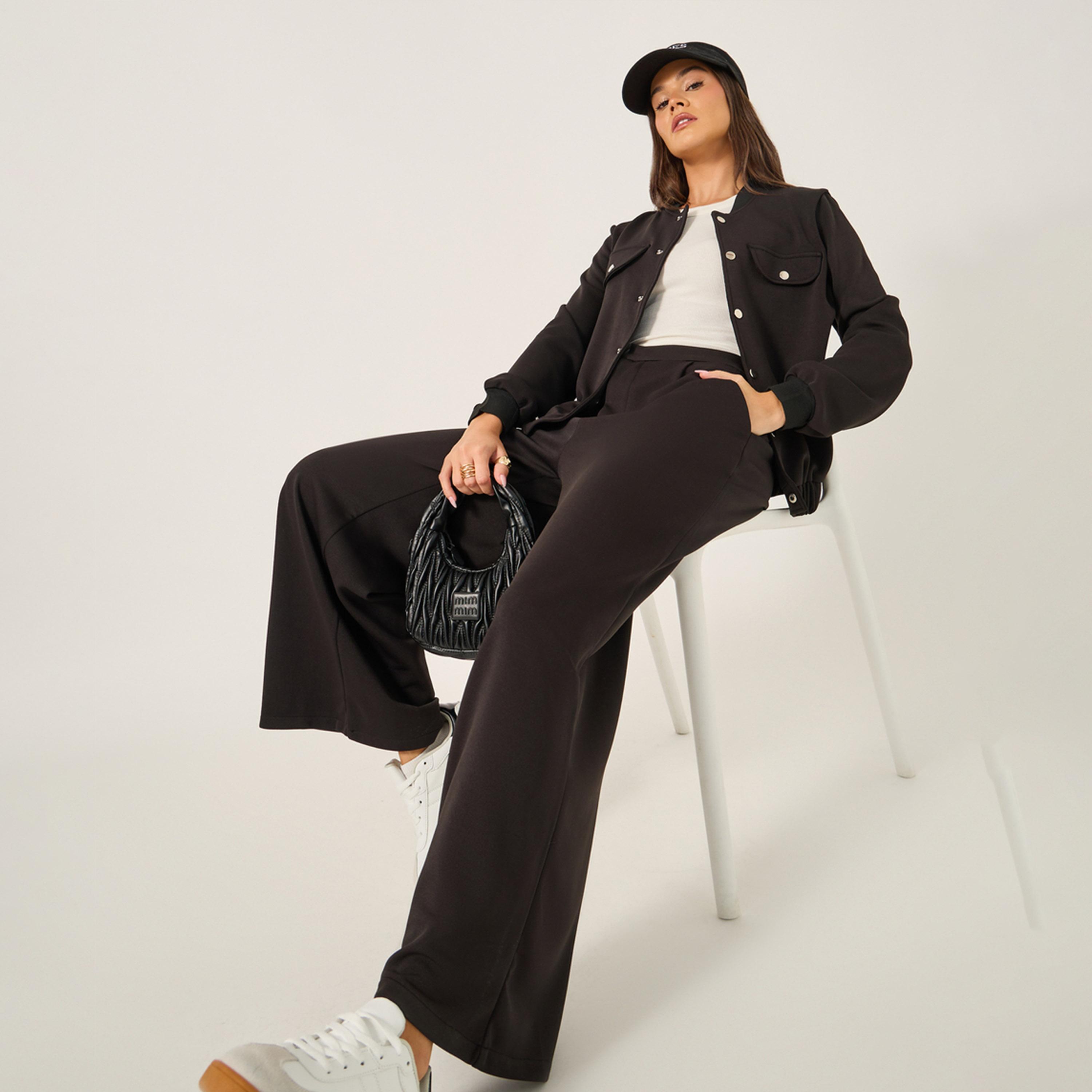 ستايلي - بنطال واسع الساق مع حزام خصر نصف مطاطي-women-clothing-bottoms-trousers-image-2