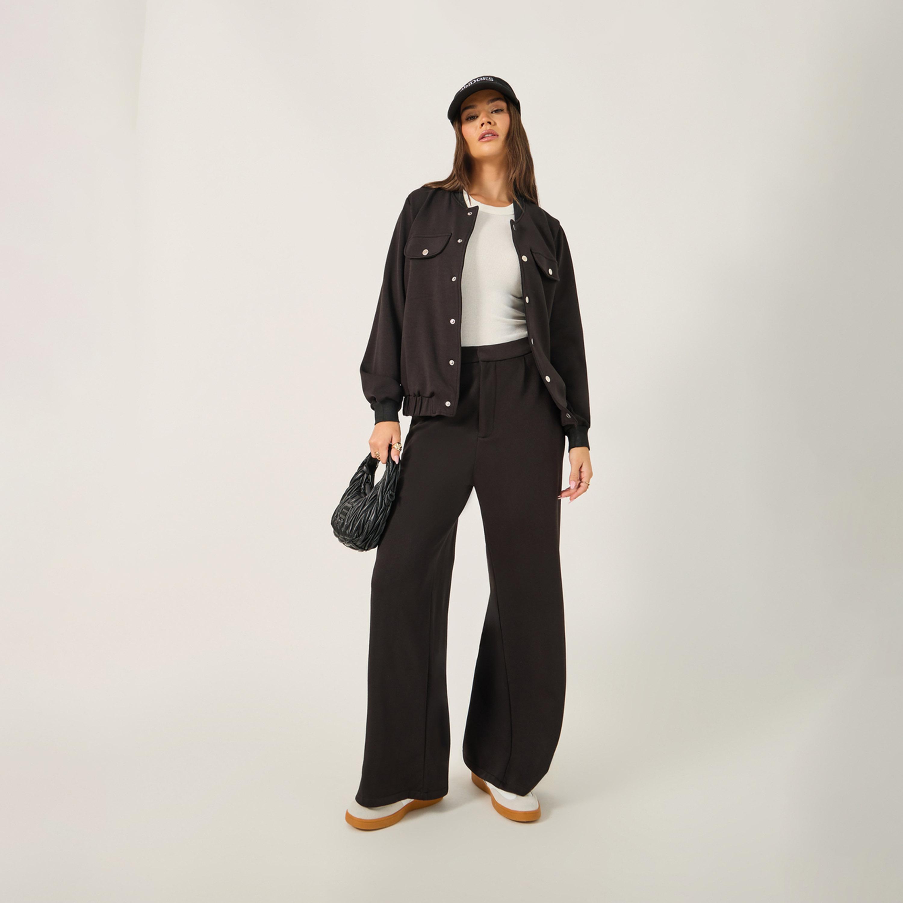 ستايلي - بنطال واسع الساق مع حزام خصر نصف مطاطي-women-clothing-bottoms-trousers-image-3