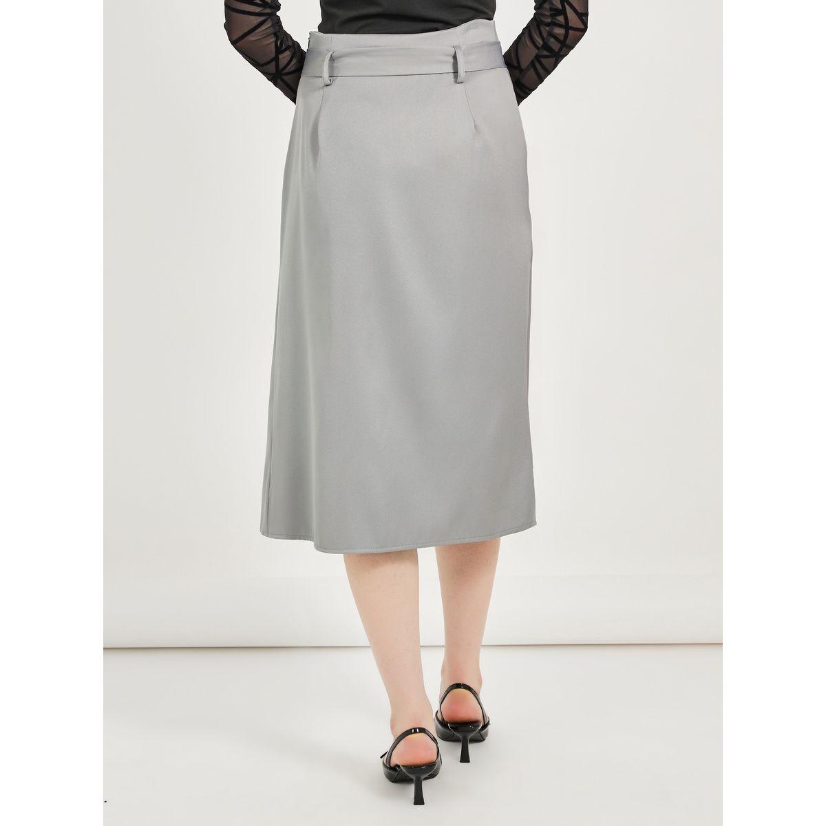 تنورة ميدي سادة بنمط لف-women-clothing-bottoms-skirts-image-4