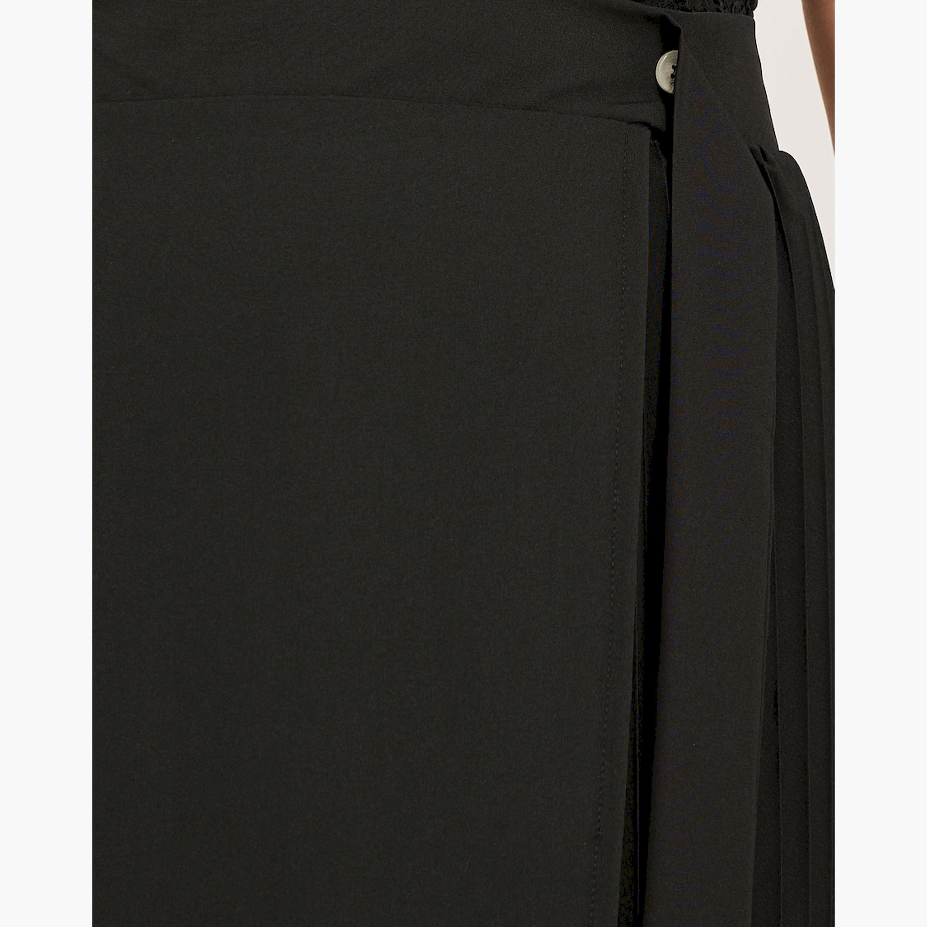 ستايلي - تنورة ميدي بقصة A-Line وخصر مرتفع وثنيات-women-clothing-bottoms-skirts-image-3