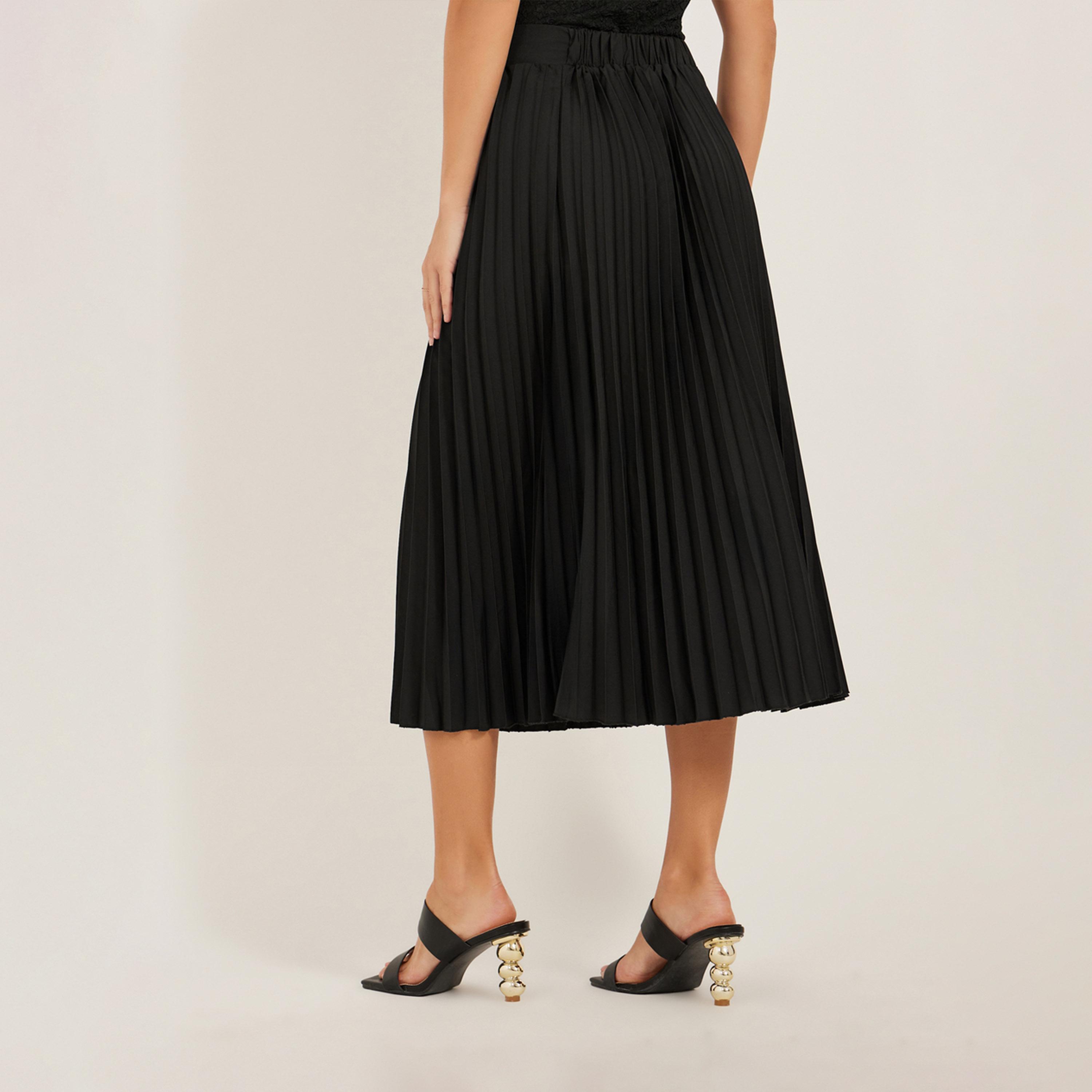 ستايلي - تنورة ميدي بقصة A-Line وخصر مرتفع وثنيات-women-clothing-bottoms-skirts-image-4