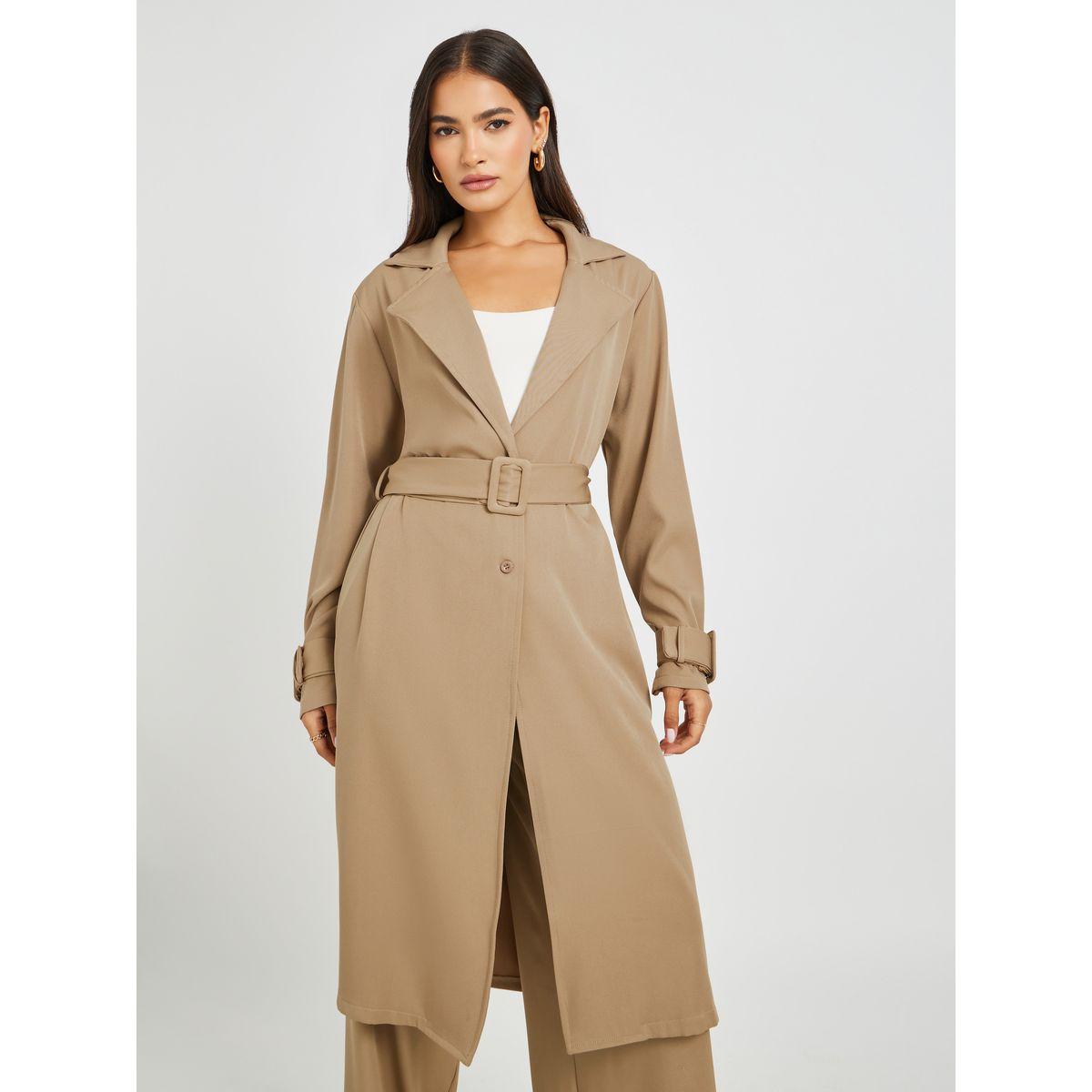 كيمونو ترنش بطول الركبة مع حزام-women-clothing-shirtsandblouses-shirts-image-3