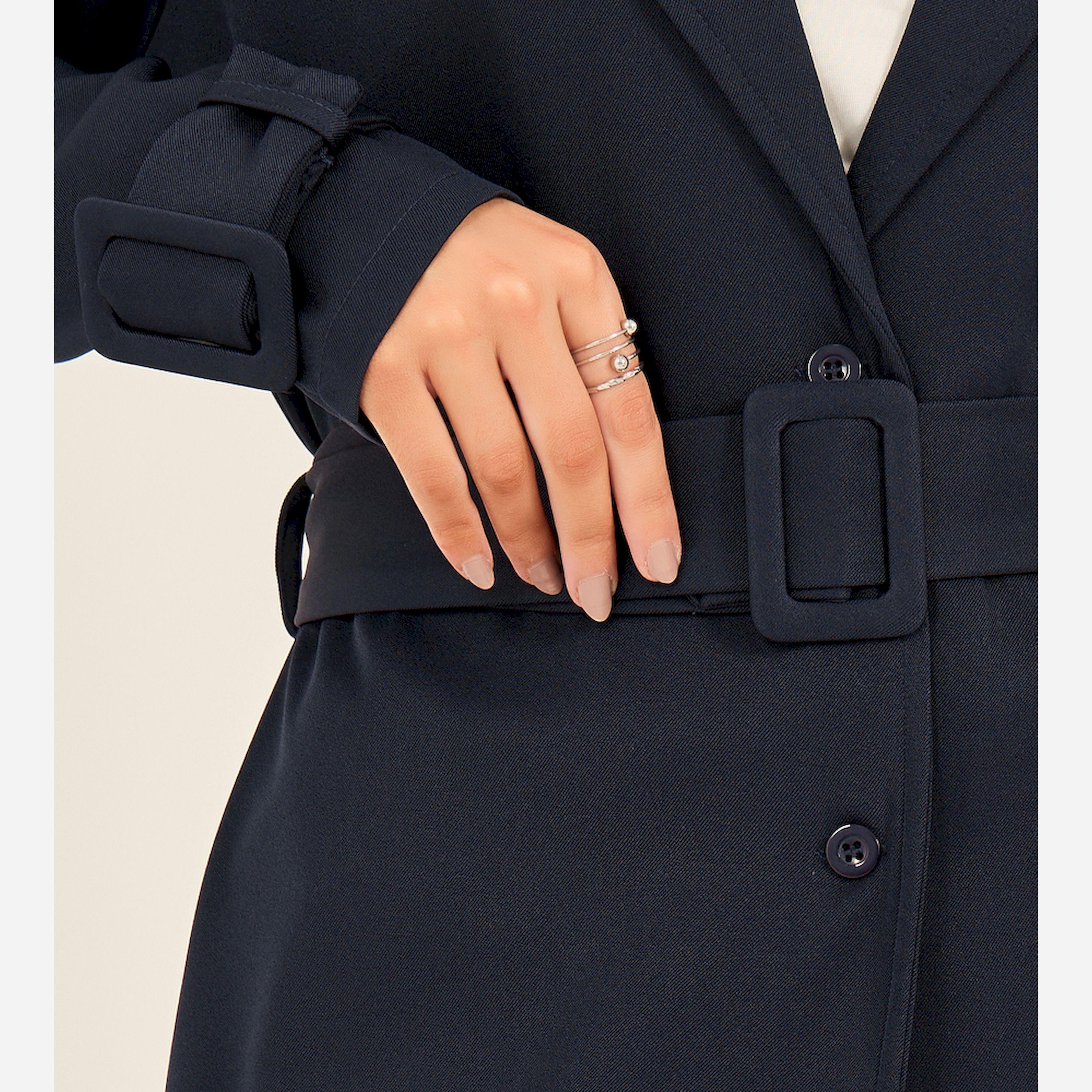 ستايلي - كيمونو ترنش بطول الركبة بقصة عادية مع حزام 110 سم-women-clothing-shirtsandblouses-shirts-image-4