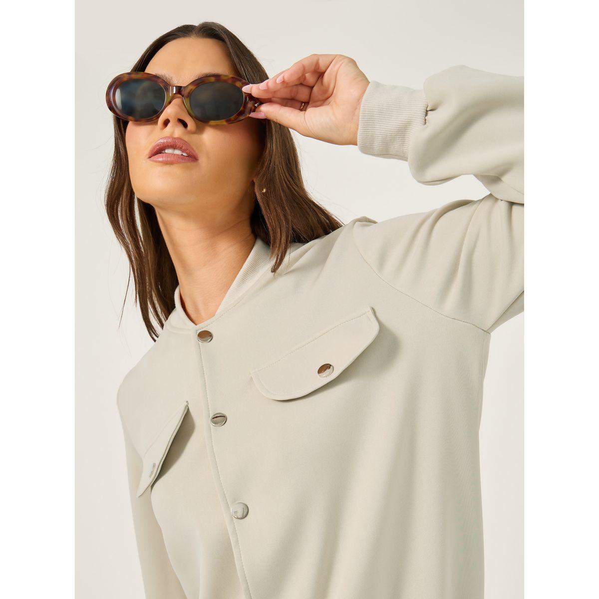 Styli Solid Regular Fit Jacket with Utility Pockets Detail-women-winterwear-coatsandjackets-jackets-image-5