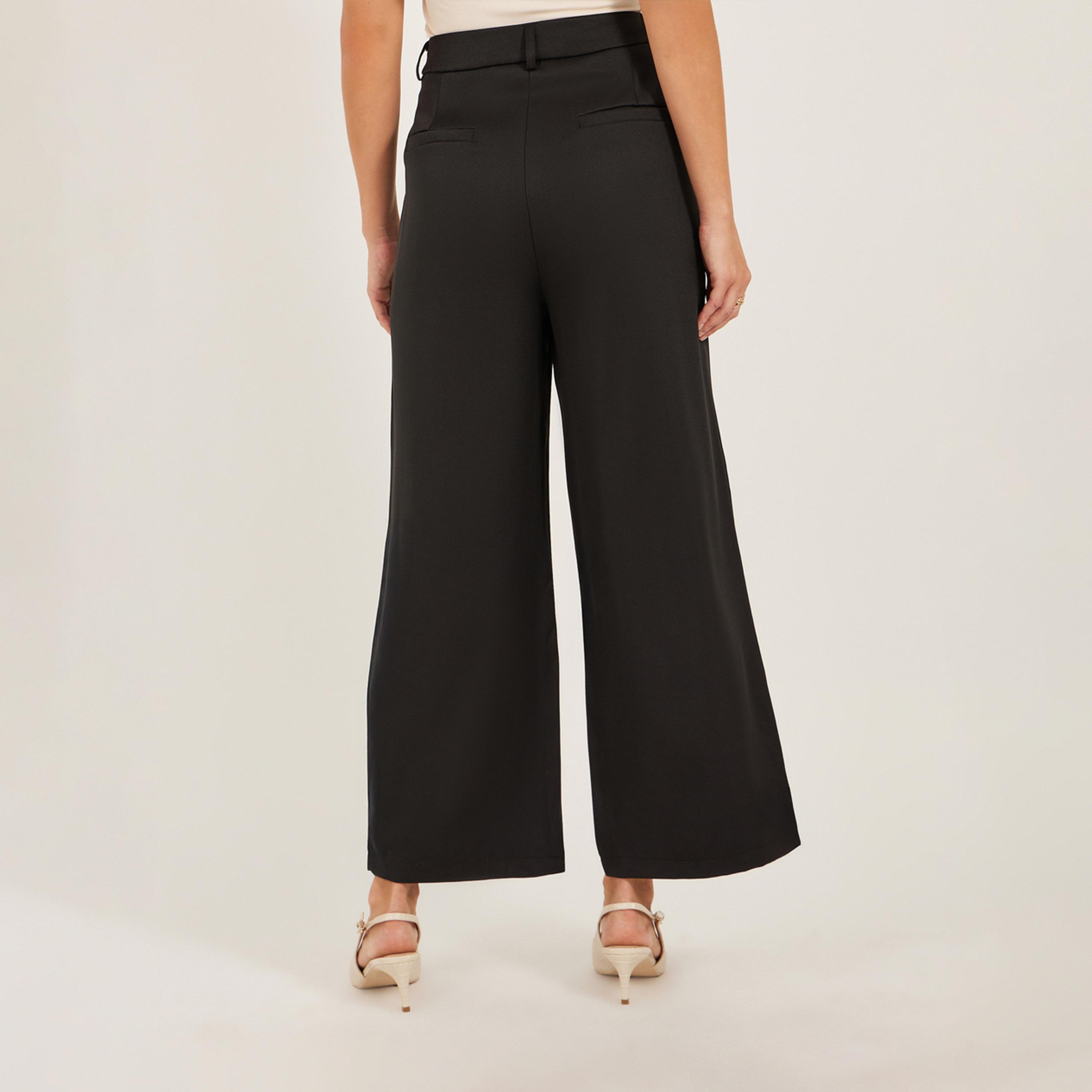 ستايلي - بنطال بخصر متوسط الارتفاع بقصّة ساق واسعة مدببة-women-clothing-bottoms-trousers-image-4