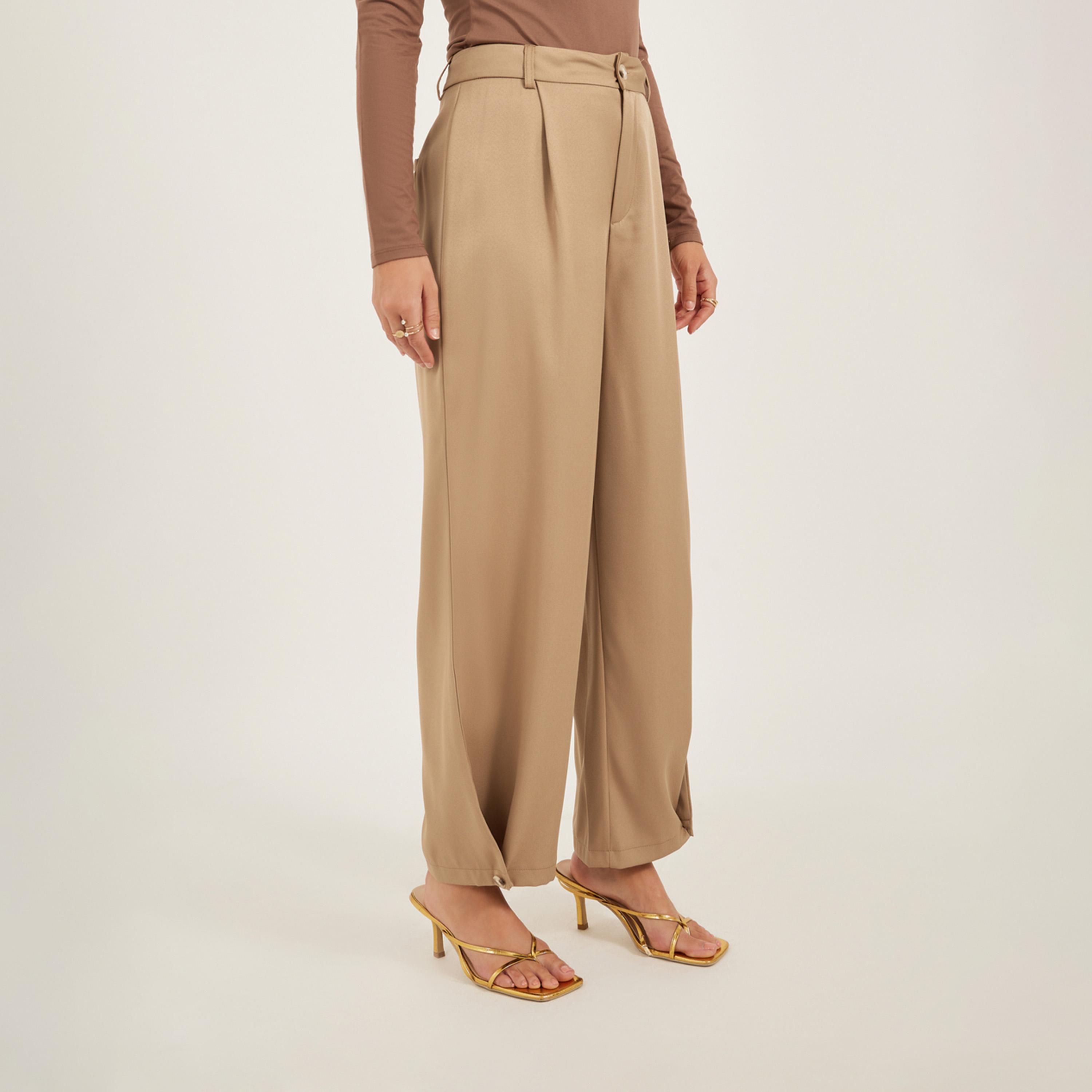 ستايلي - بنطال بخصر متوسط الارتفاع بقصّة ساق واسعة مدببة-women-clothing-bottoms-trousers-image-3