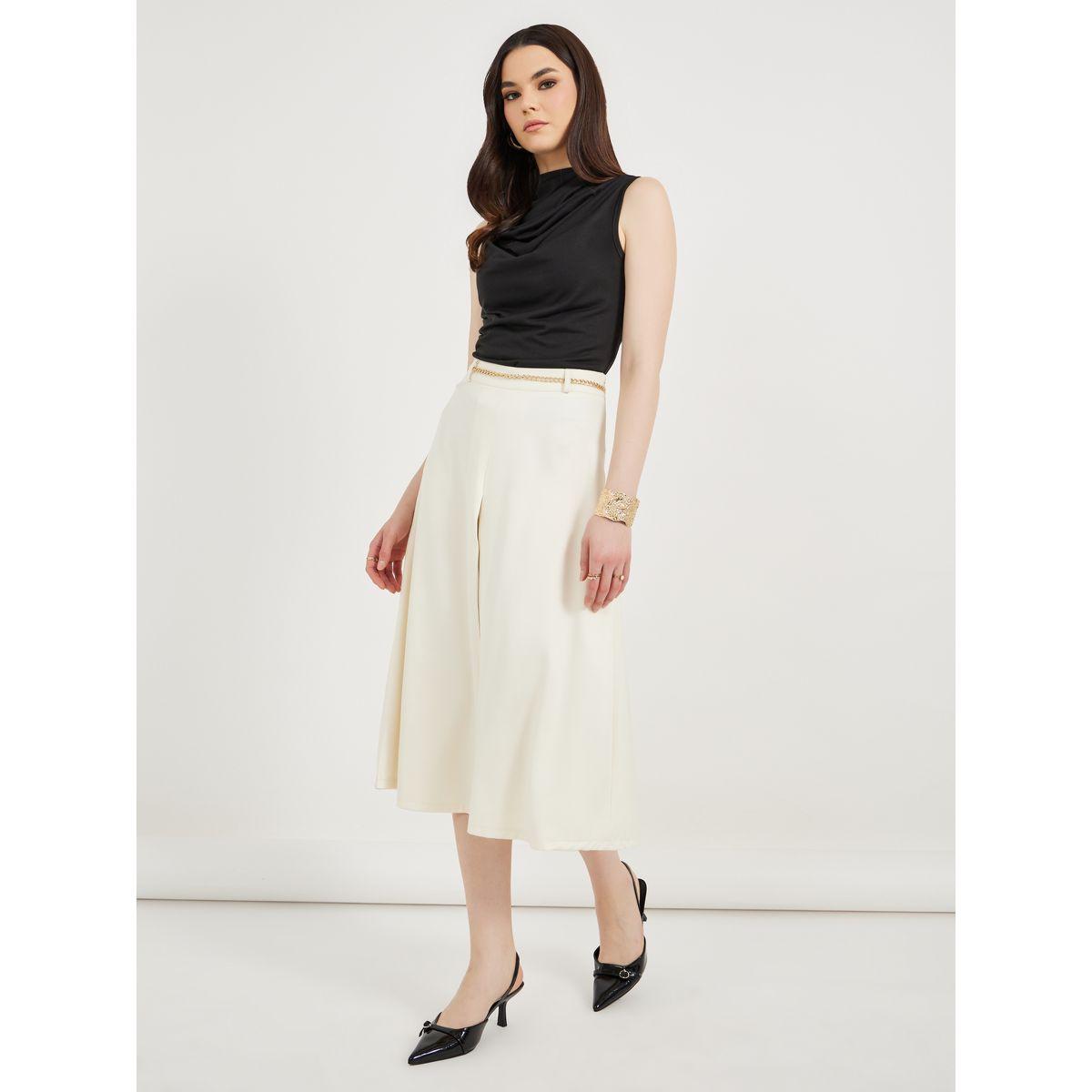 Styli Solid Pleated A-Line Midi Skirt-women-clothing-bottoms-skirts-image-1