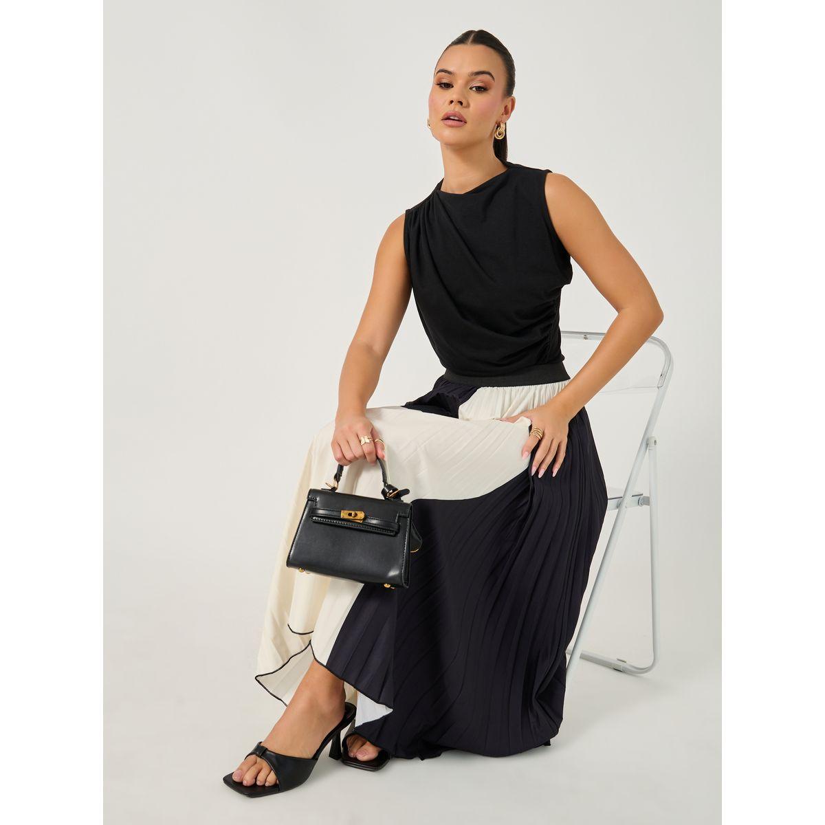 تنورة ميدي بنمط كتل الالوان مع كسرات-women-clothing-bottoms-skirts-image-1