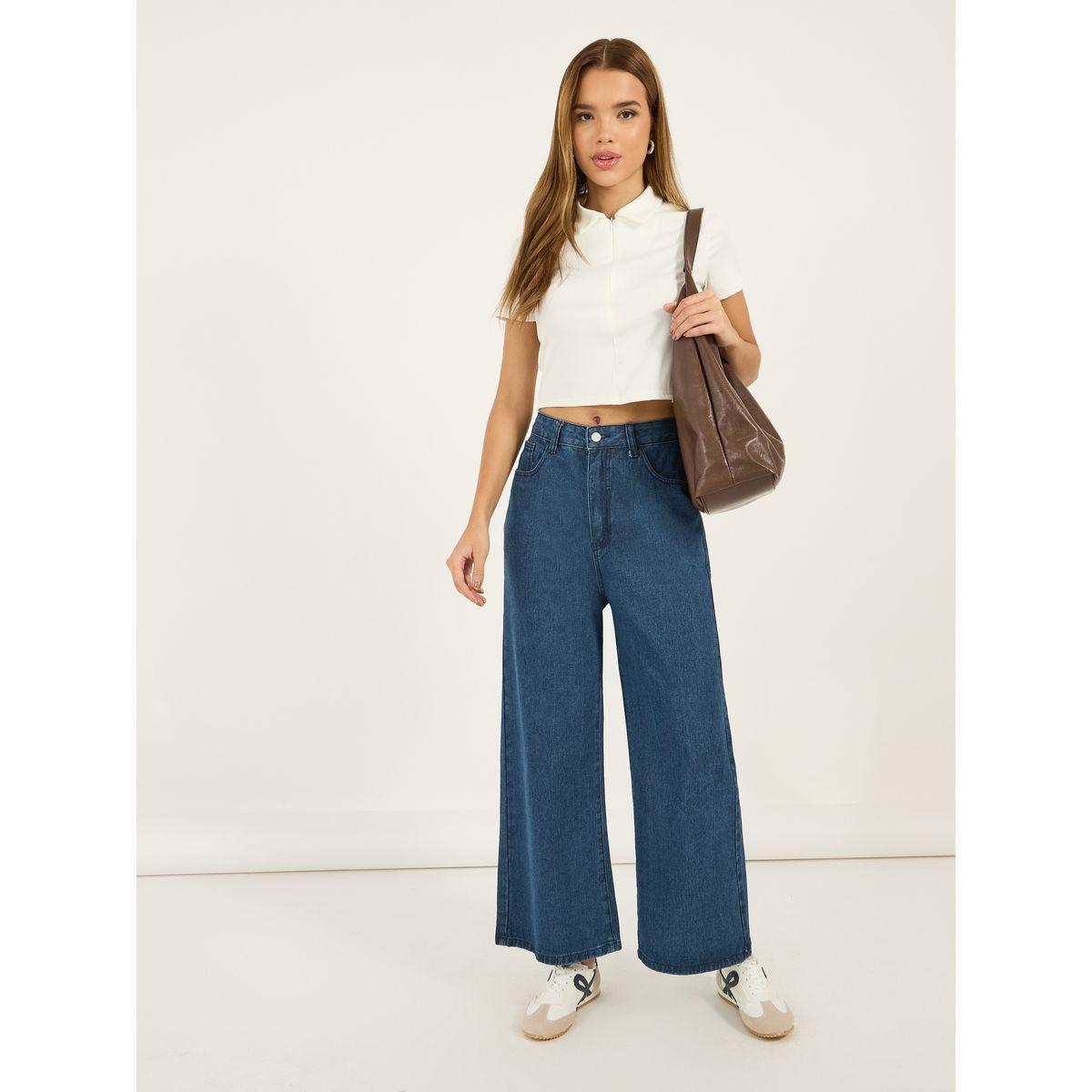 Styli Mid Rise Wide Leg Stretchable Jeans-women-clothing-bottoms-jeans-image-1