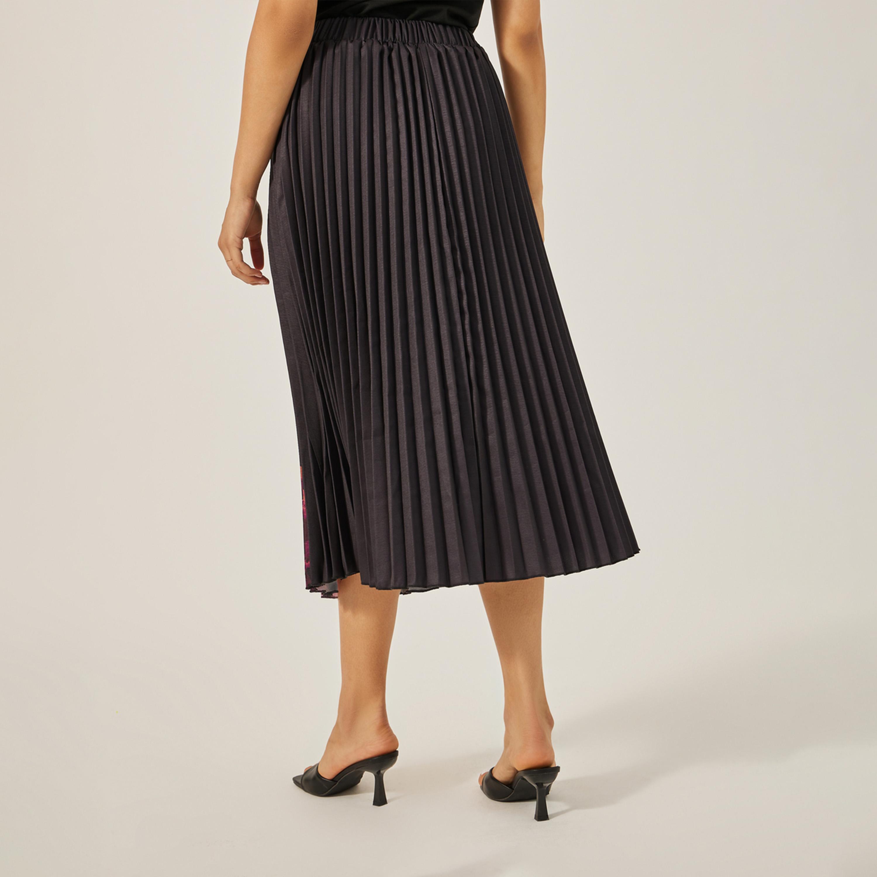 ستايلي - تنورة ميدي مطوية عالية الخصر بطبعة زهور-women-clothing-bottoms-skirts-image-4
