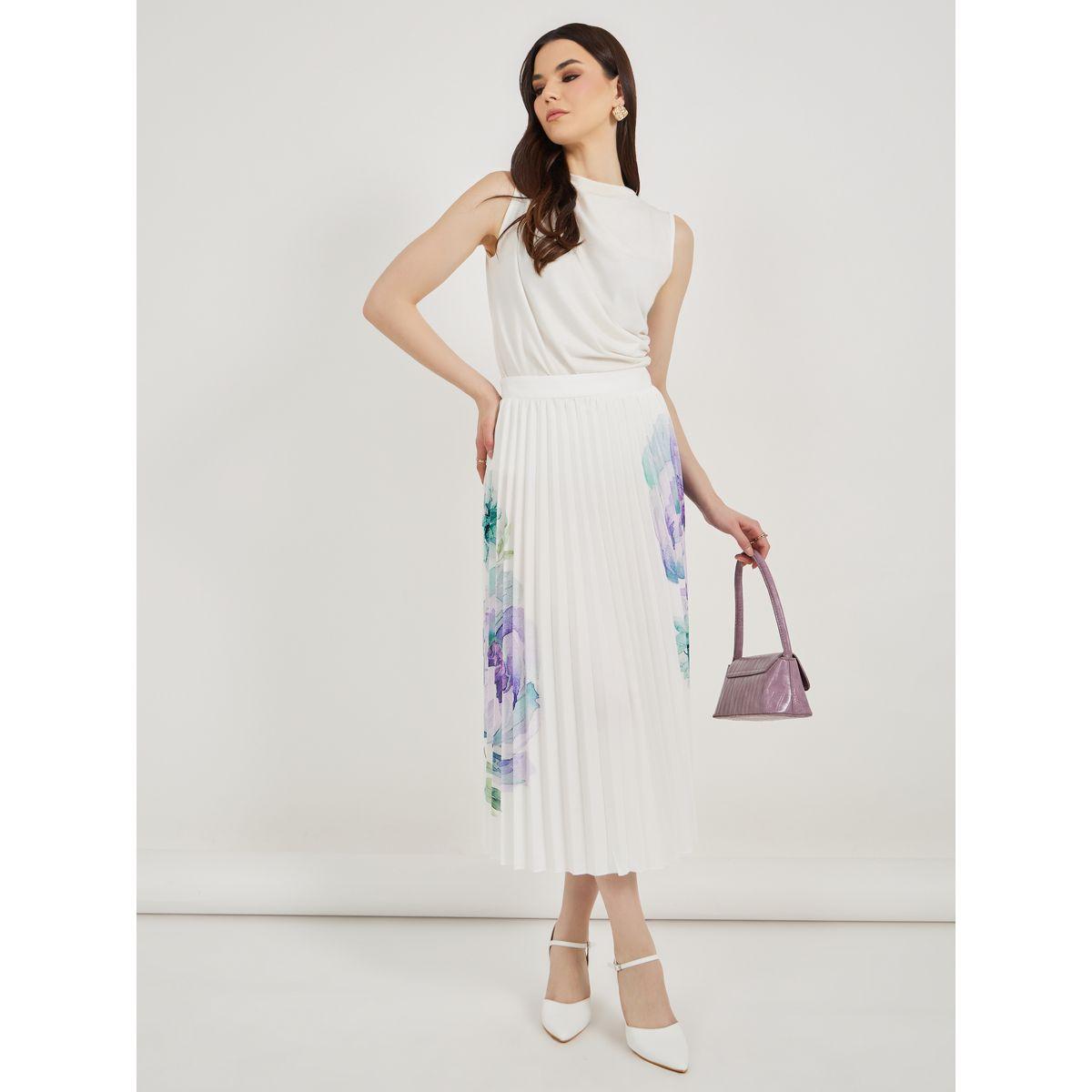 Floral Print Pleated Midi Skirt-women-clothing-bottoms-skirts-image-1