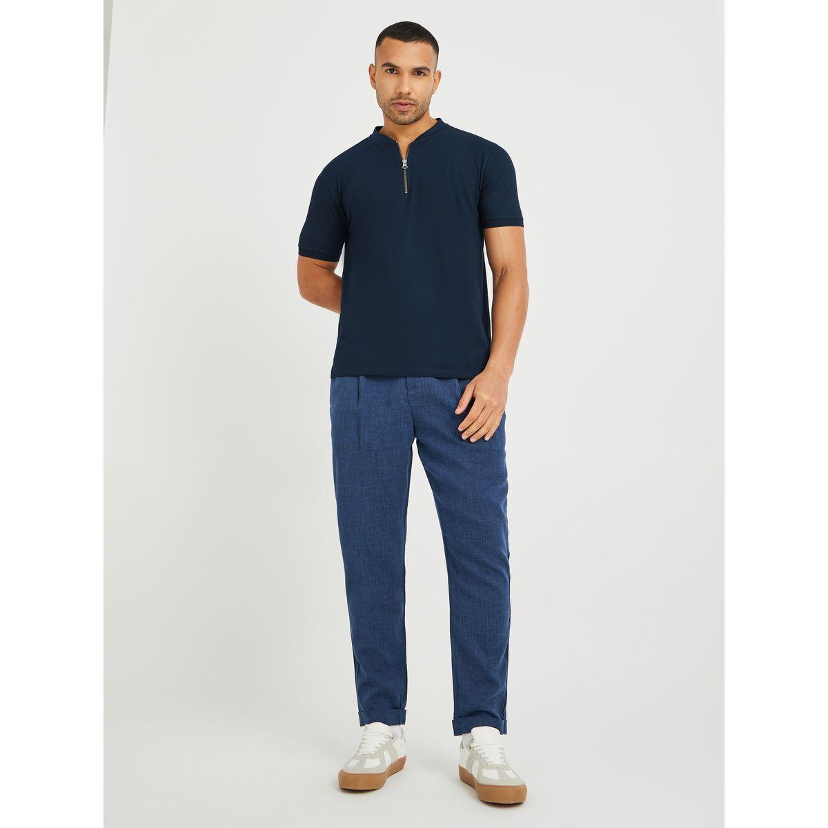 تيشيرت بياقة بولو وقصة عادية مع نصف سحَّاب غلق-men-clothing-tshirtsandpolos-polos-image-2