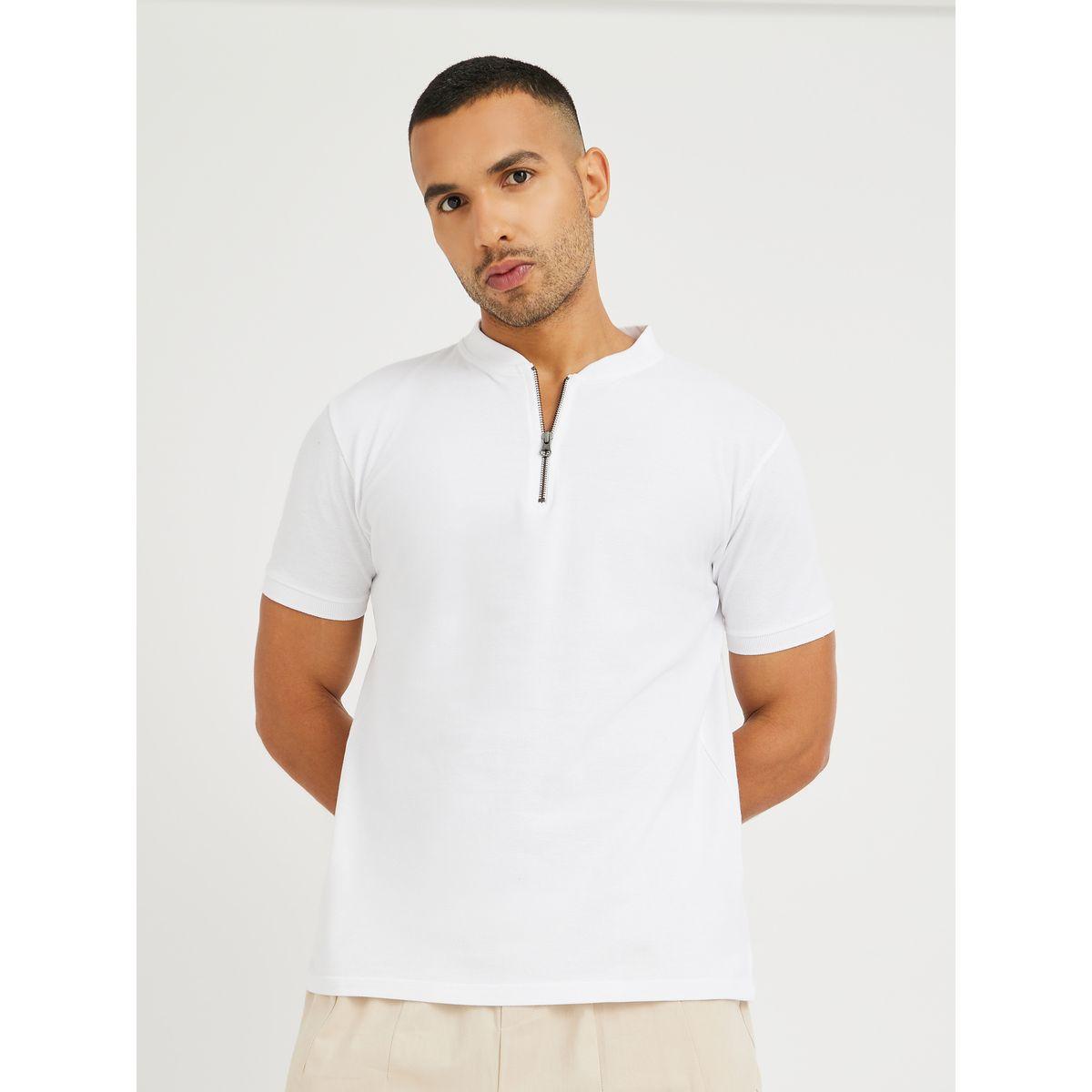 تيشيرت بياقة بولو وقصة عادية مع نصف سحَّاب غلق-men-clothing-tshirtsandpolos-polos-image-1