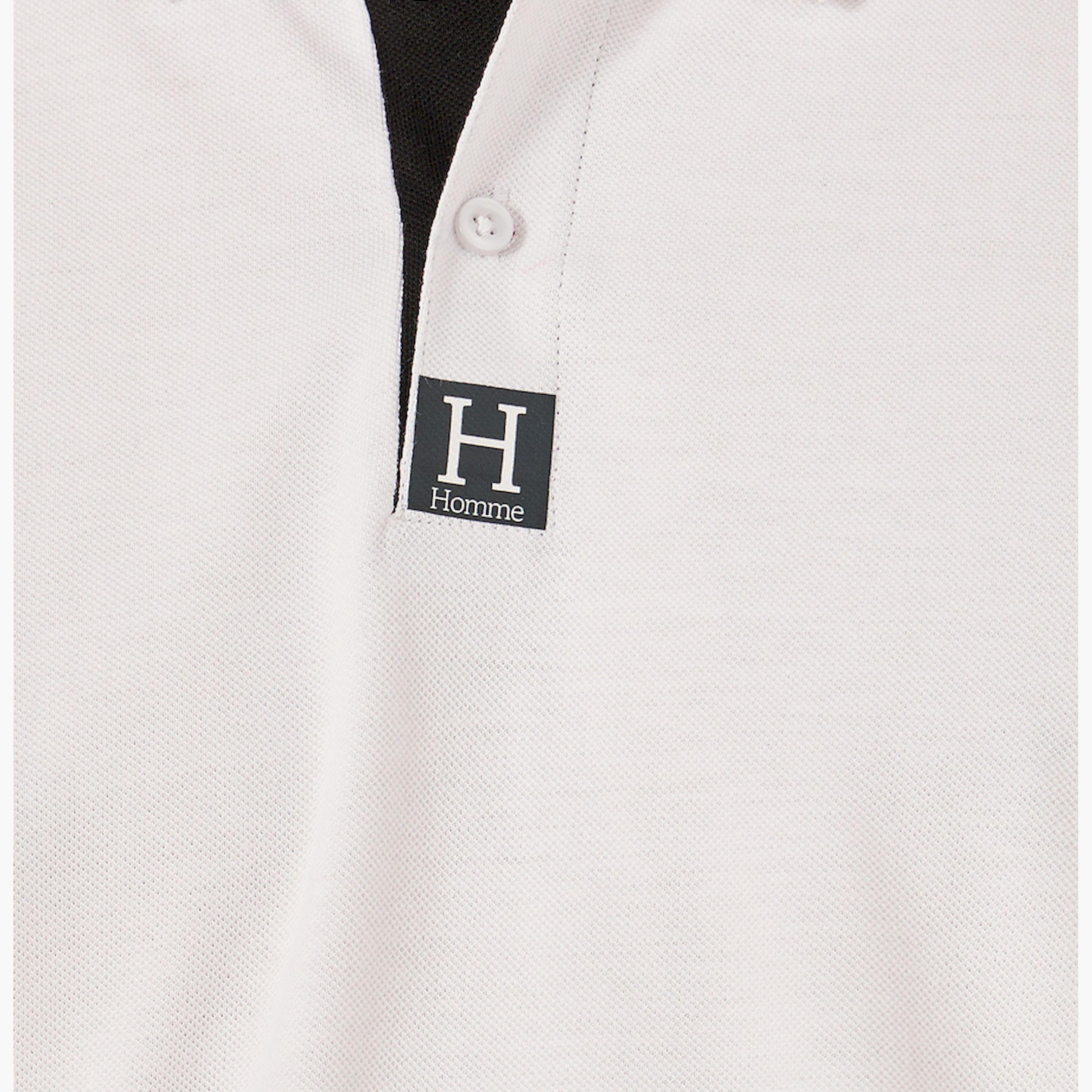 Styli Minimal Print Relaxed Fit Polo T-Shirt with Contrast Placket-men-clothing-tshirtsandpolos-polos-image-3