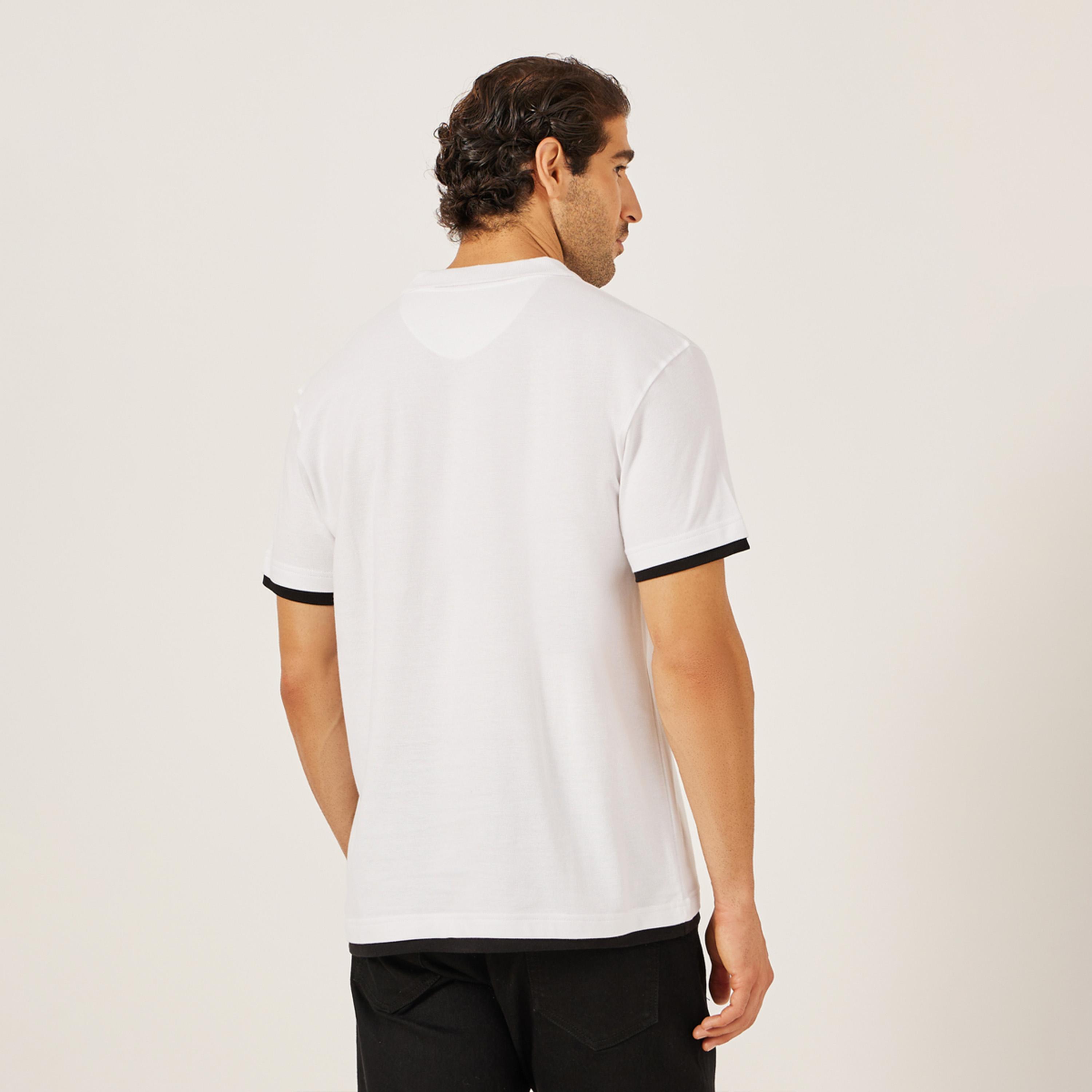 Styli Minimal Print Relaxed Fit Polo T-Shirt with Contrast Placket-men-clothing-tshirtsandpolos-polos-image-4