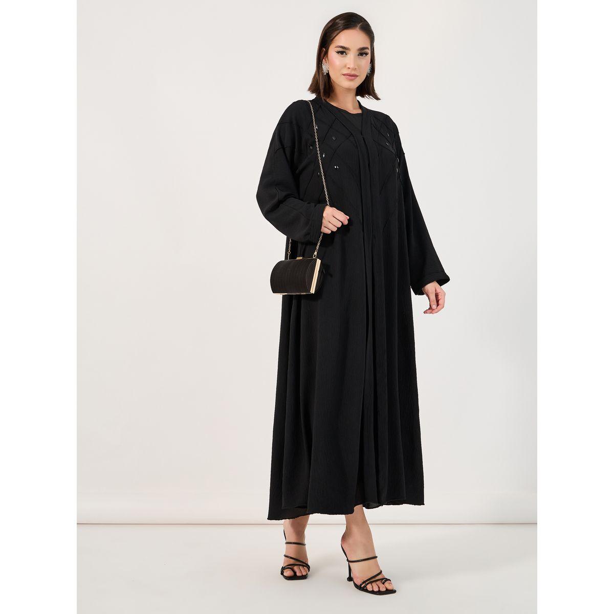 Styli Pintuck Embroidery Abaya with Stone Embellishment-women-arabicclothing-abayas-image-1