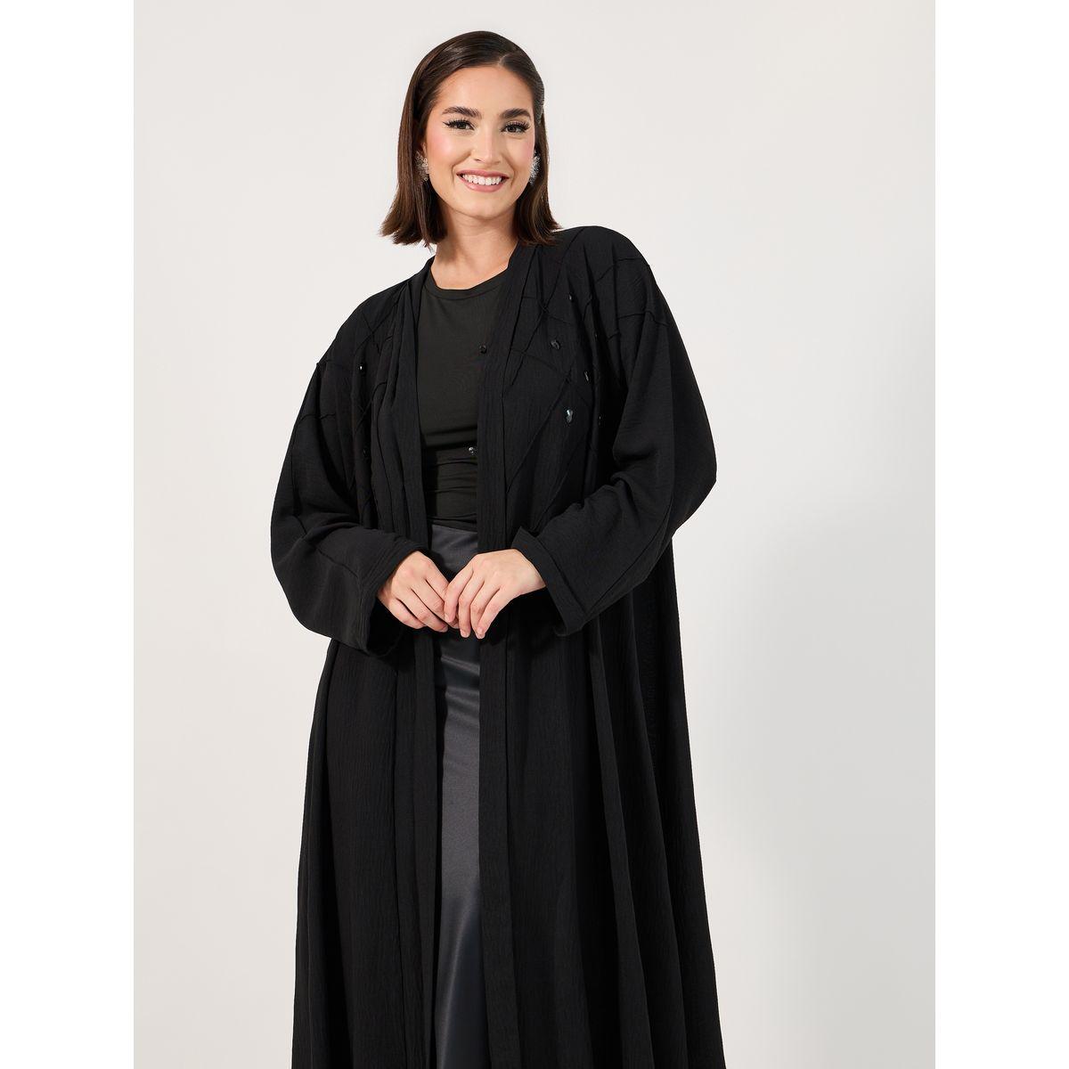 Styli Pintuck Embroidery Abaya with Stone Embellishment-women-arabicclothing-abayas-image-2
