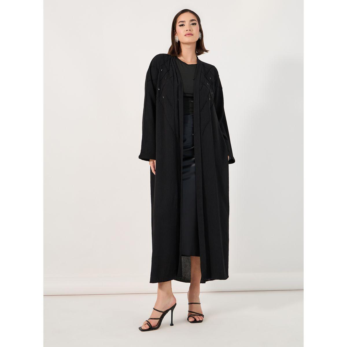 Styli Pintuck Embroidery Abaya with Stone Embellishment-women-arabicclothing-abayas-image-5