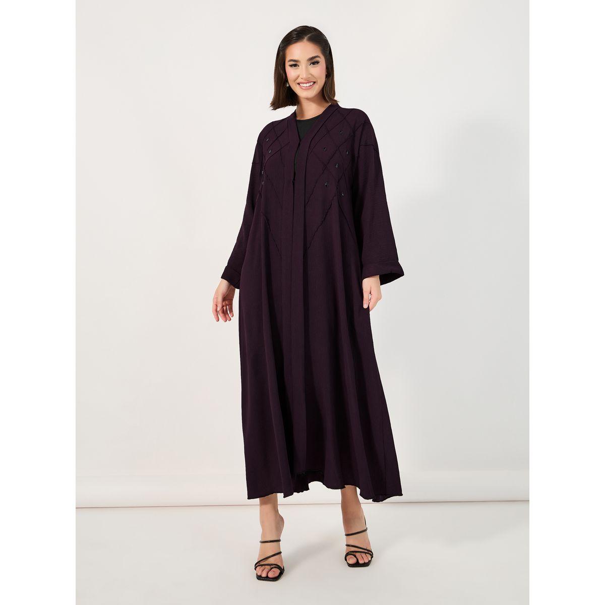 Styli Pintuck Embroidery Abaya with Stone Embellishment-women-arabicclothing-abayas-image-1