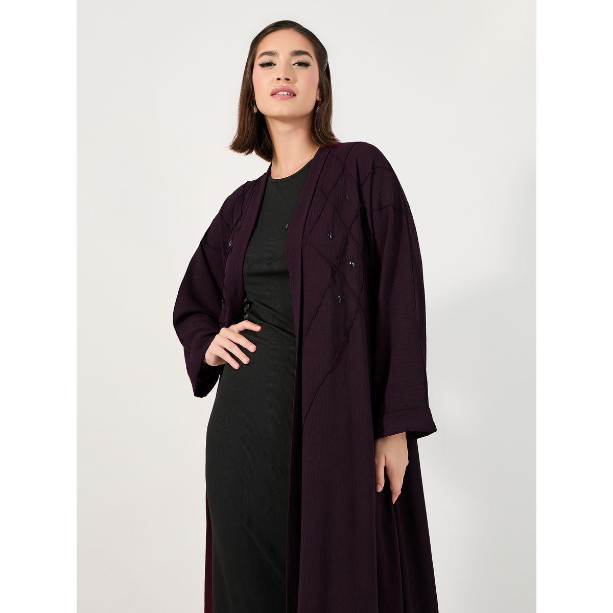 Styli Pintuck Embroidery Abaya with Stone Embellishment-women-arabicclothing-abayas-image-2