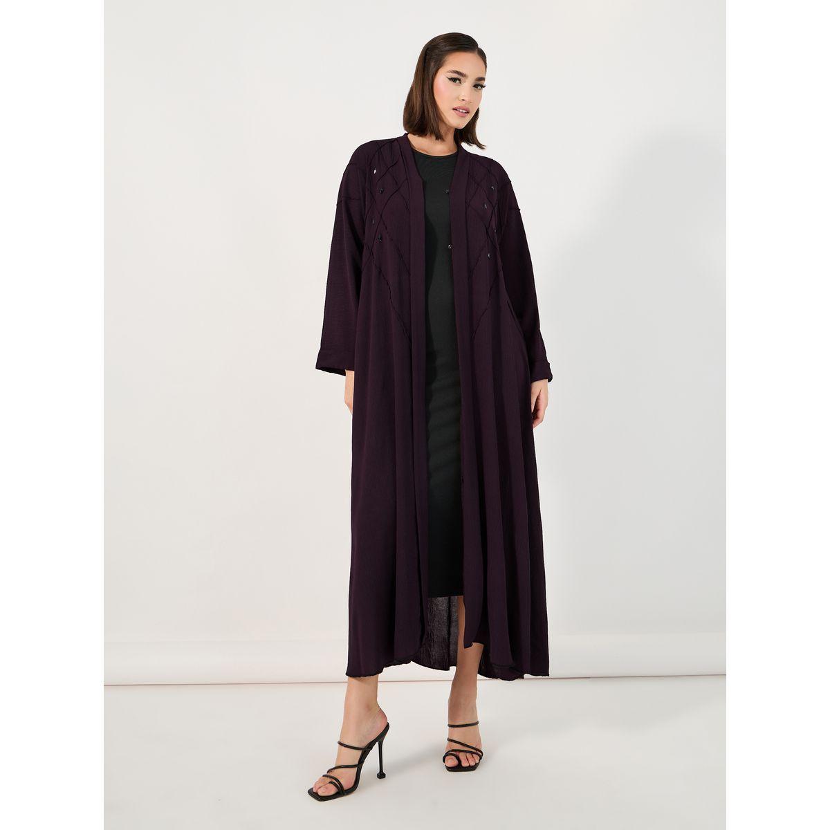 Styli Pintuck Embroidery Abaya with Stone Embellishment-women-arabicclothing-abayas-image-3