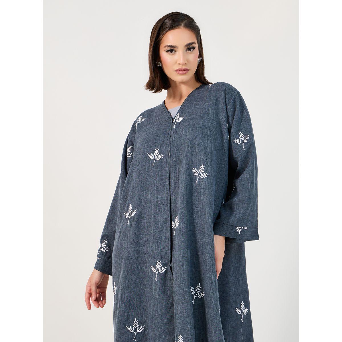 عباية ميلانج مُطرّزة بأوراق شجر-women-arabicclothing-abayas-image-5