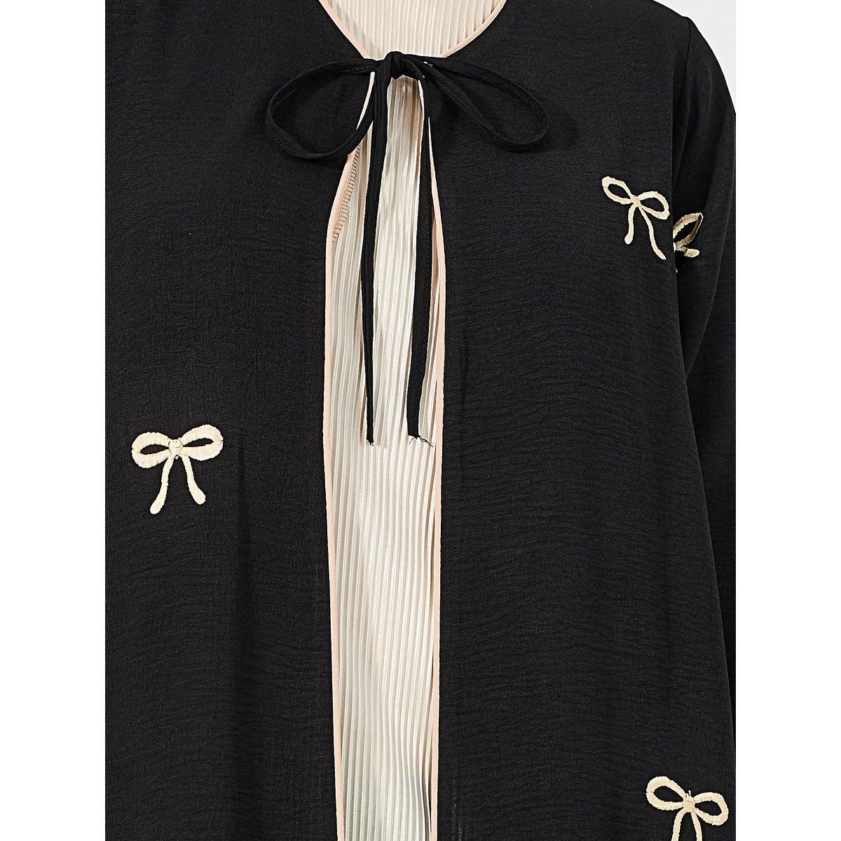 Styli Bow Embroidery Detail Tie-Up Abaya-women-arabicclothing-abayas-image-3