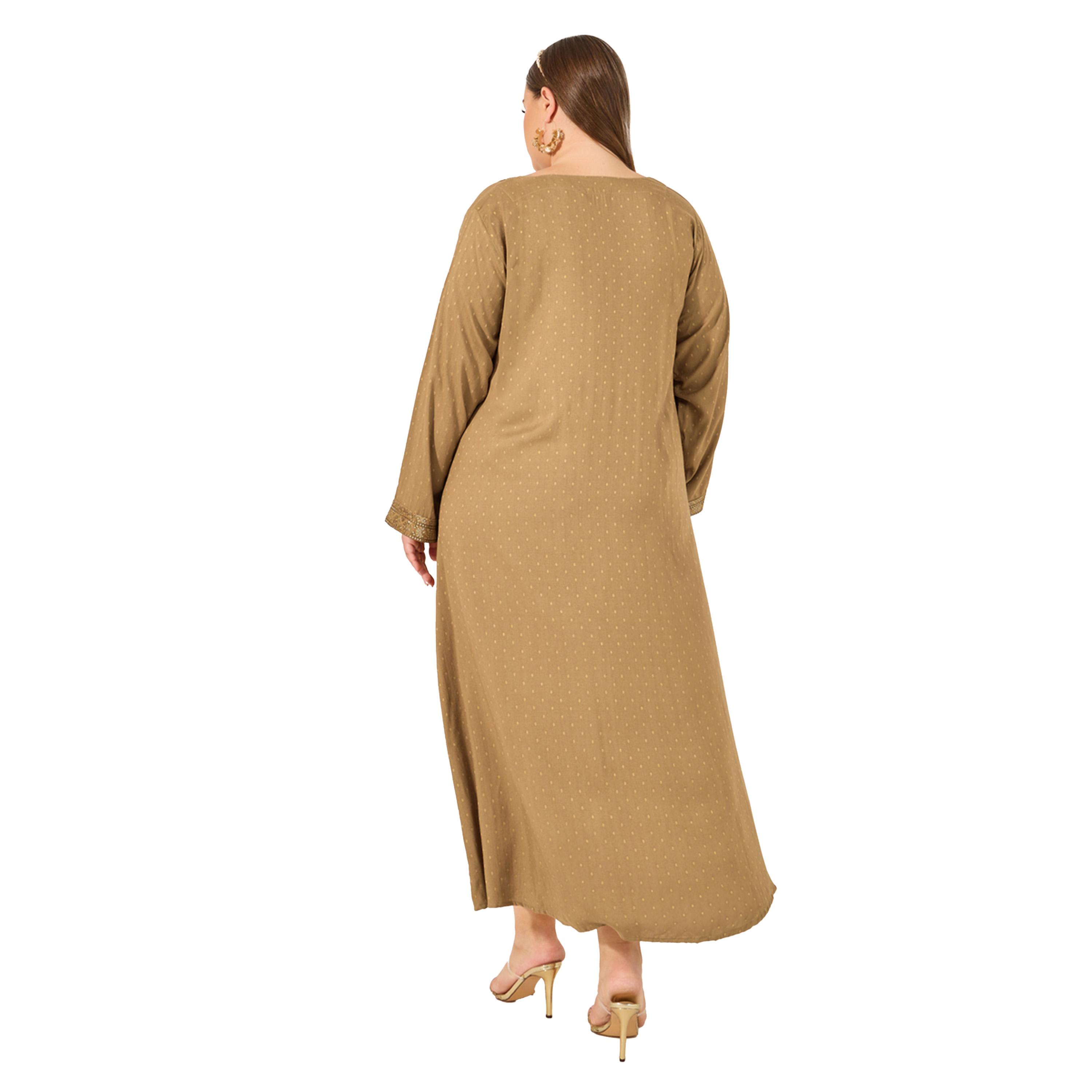 ستايلي - جلابية مطرزة بياقة دائرية على شكل حرف A - مقاسات كبير ة-women-arabicclothing-jalabiyas-image-5