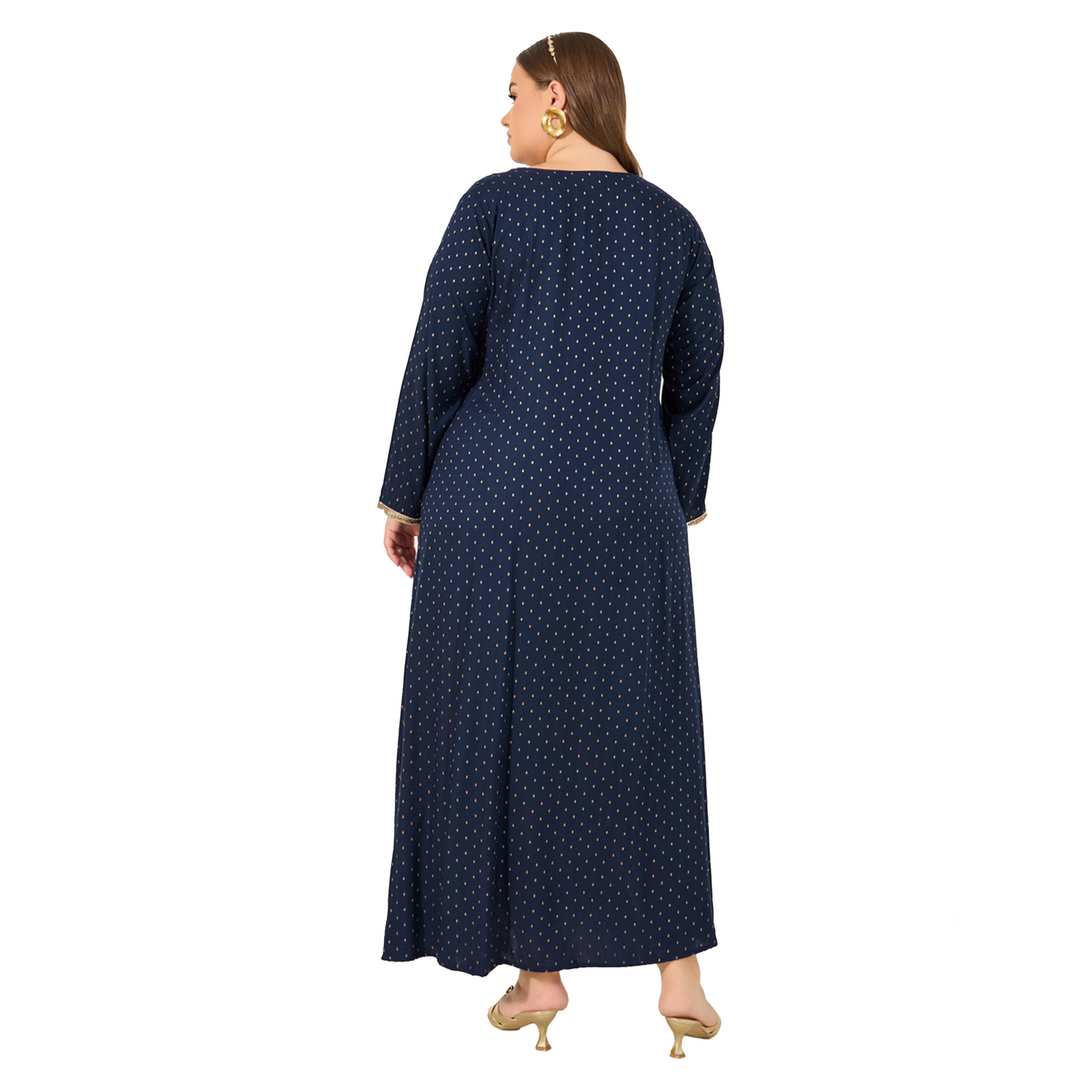 ستايلي - جلابية مقاس كبير مطرزة برقبة V-women-arabicclothing-jalabiyas-image-5