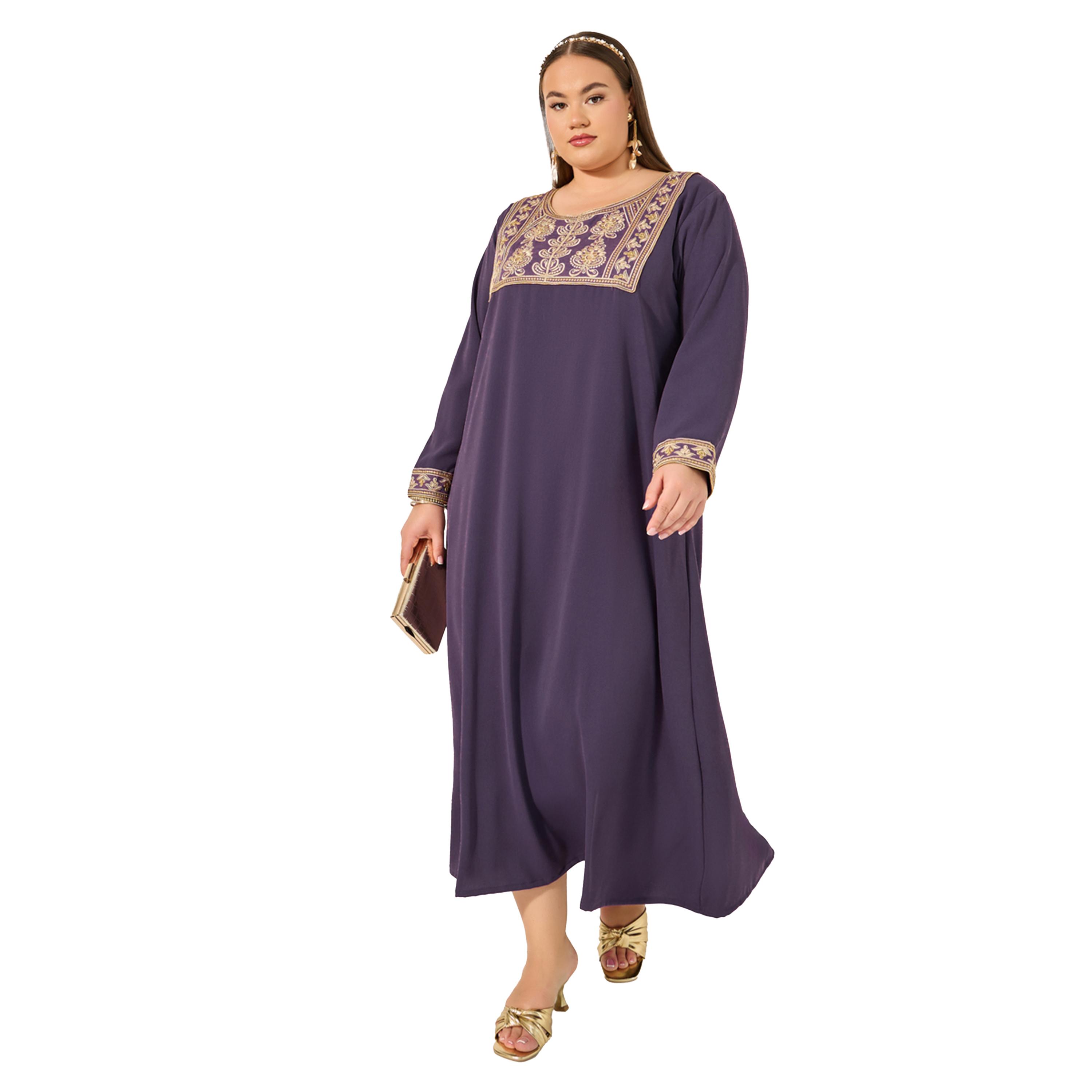 Styli Embroidered Round Neck A-Line Jalabyia-women-arabicclothing-jalabiyas-image-1