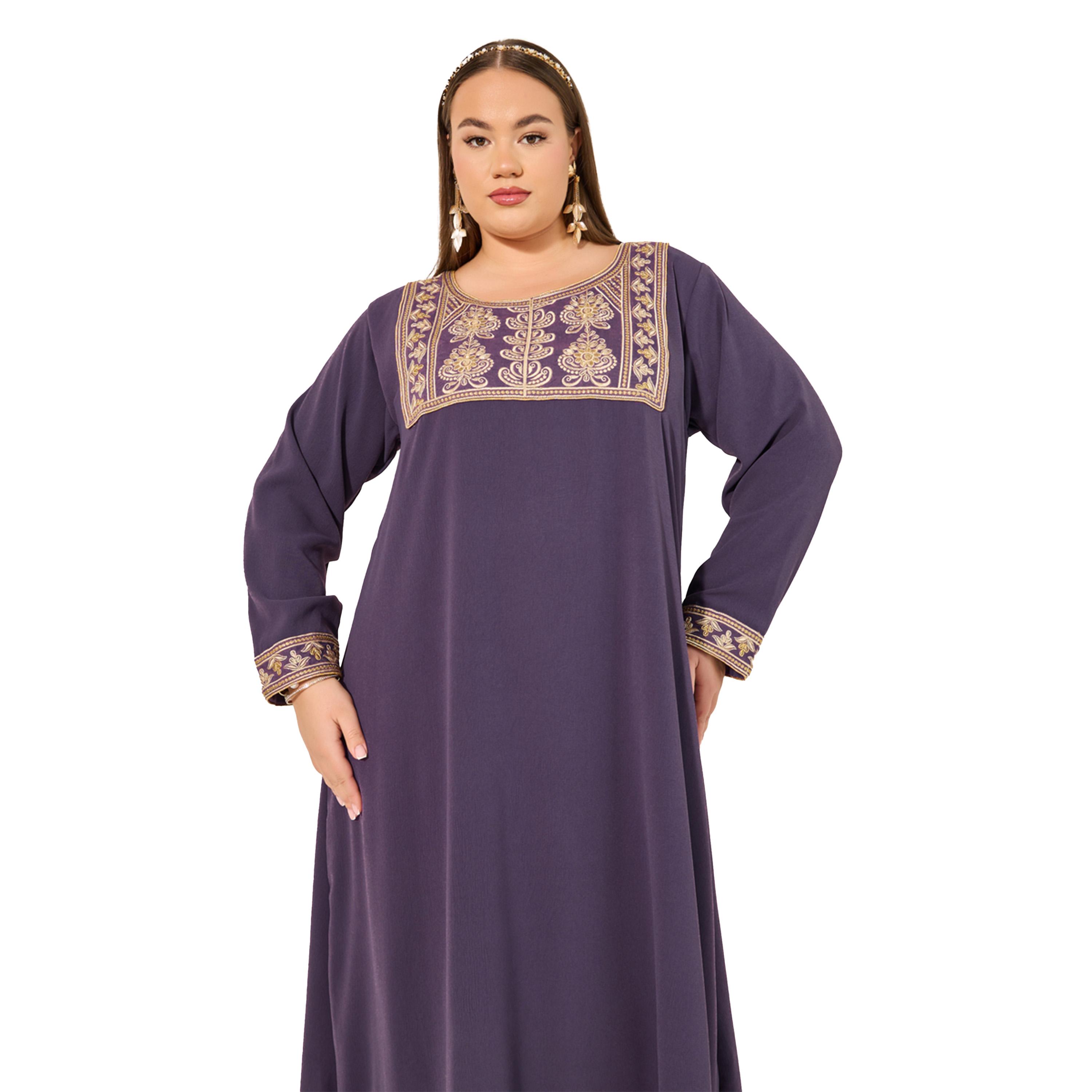 Styli Embroidered Round Neck A-Line Jalabyia-women-arabicclothing-jalabiyas-image-3